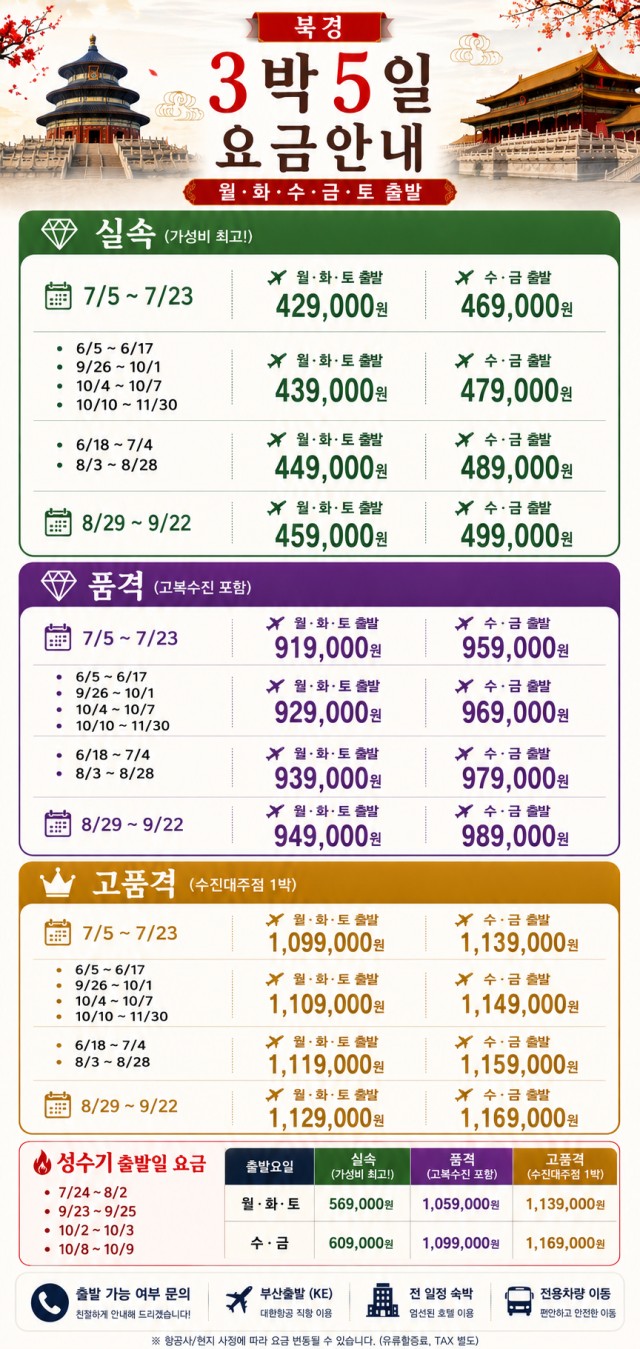 북경 만리장성 이화원 서커스 고북수진