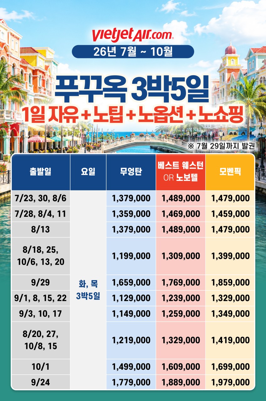 푸꾸옥 노팁 노옵션 노쇼핑 1일자유까지 진짜 쉬고 오는 여행