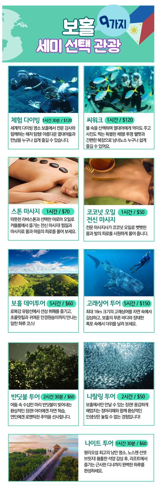 보홀 일급호텔 초특급호텔 2명부터 내맘대로 세미팩 반자유