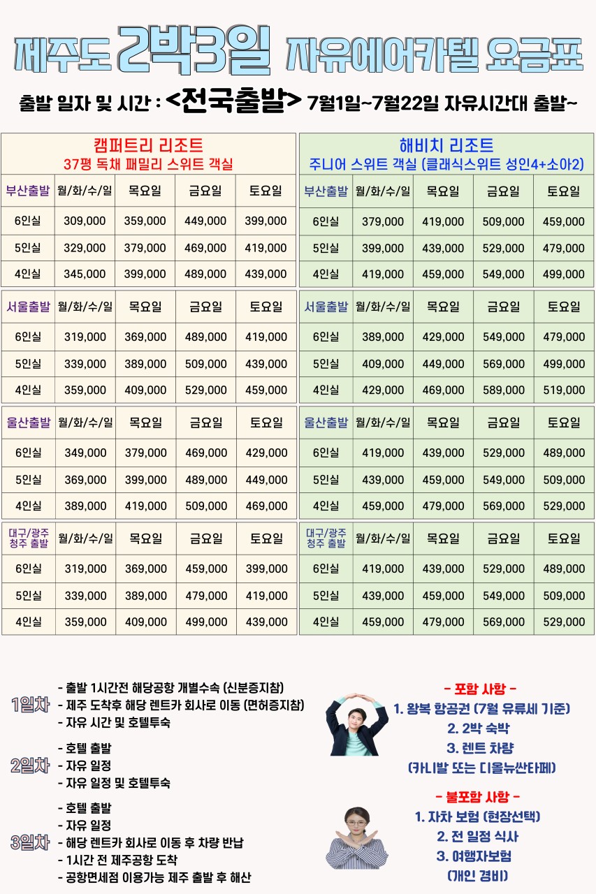 제주도 에어카텔 자유여행 캠퍼트리리조트 해비치리조트 놀멍쉬멍