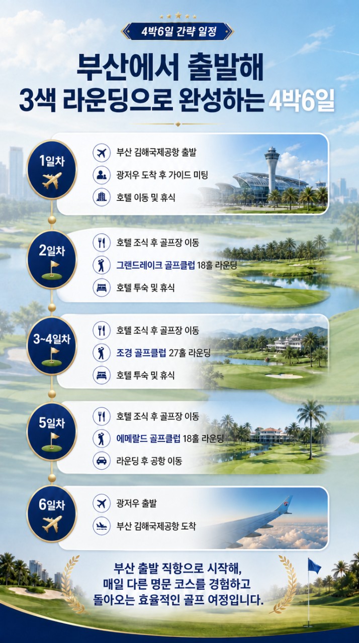 광저우 골프 명문3색투어 노옵션 노쇼핑 그랜드레이크 조경 에메랄드CC