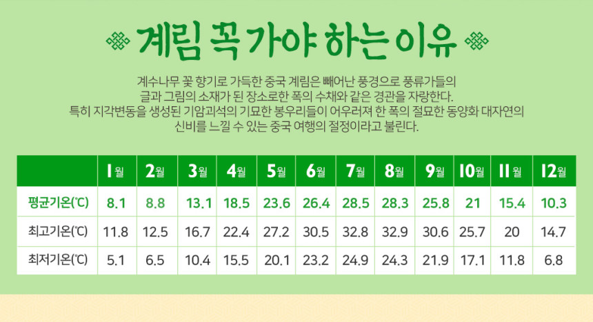 대구출발 계림직항 노팁노옵션 인상유삼제 여의봉 양강사호유람 용승온천 4박6일