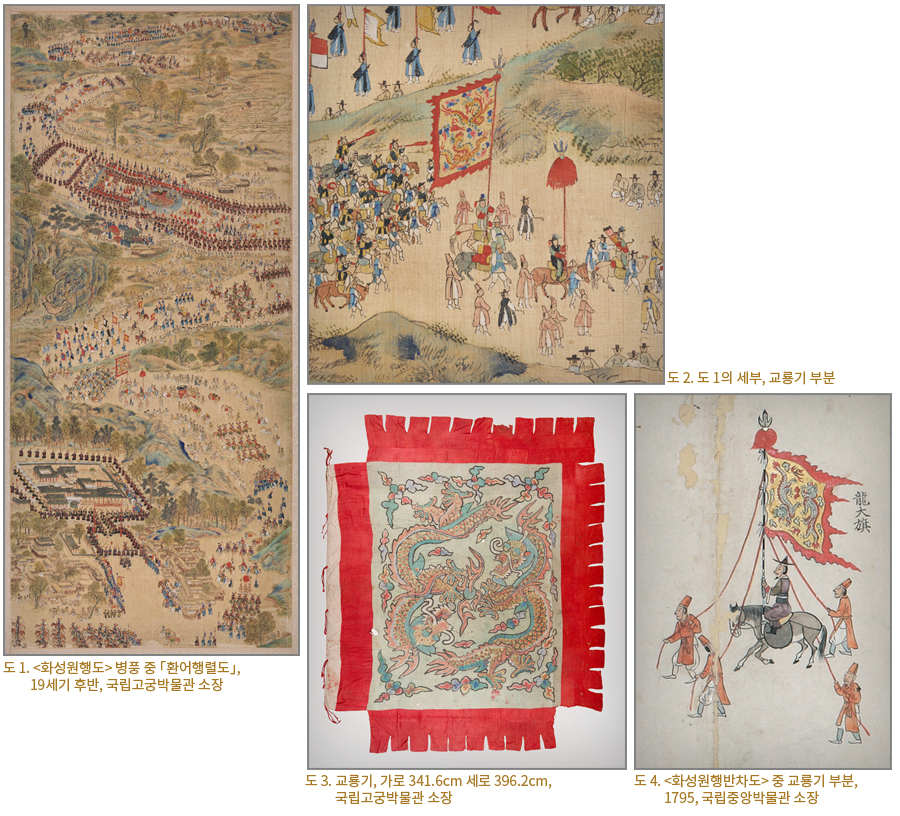 왕의 행차를 알리는 깃발, 교룡기(交龍旗) 왕의 행차를 알리는 깃발, 교룡기(交龍旗)