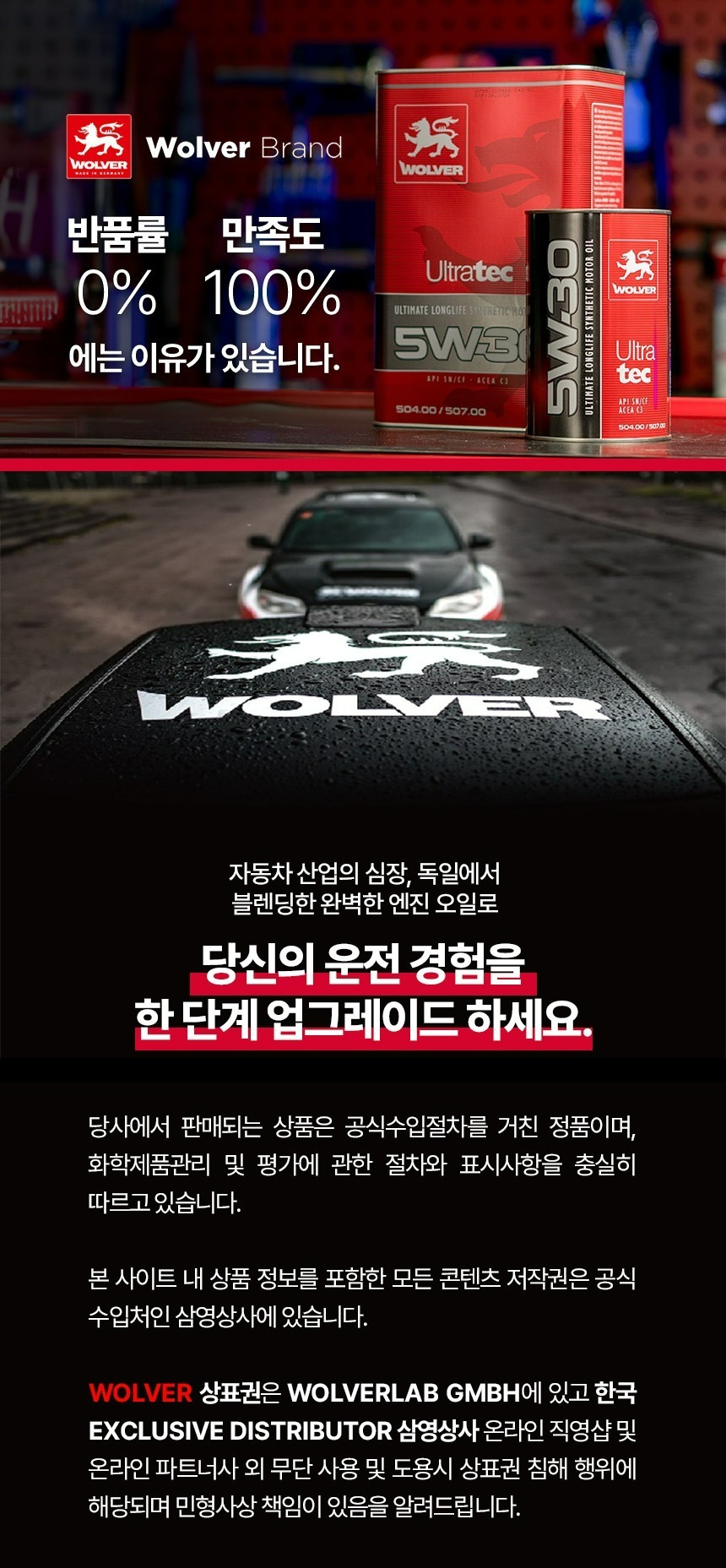 [공식수입원] Wolver HighTec Plus C5 C6 0W20 / 울버 하이텍 플러스 엔진오일 - 4리터*4 ...