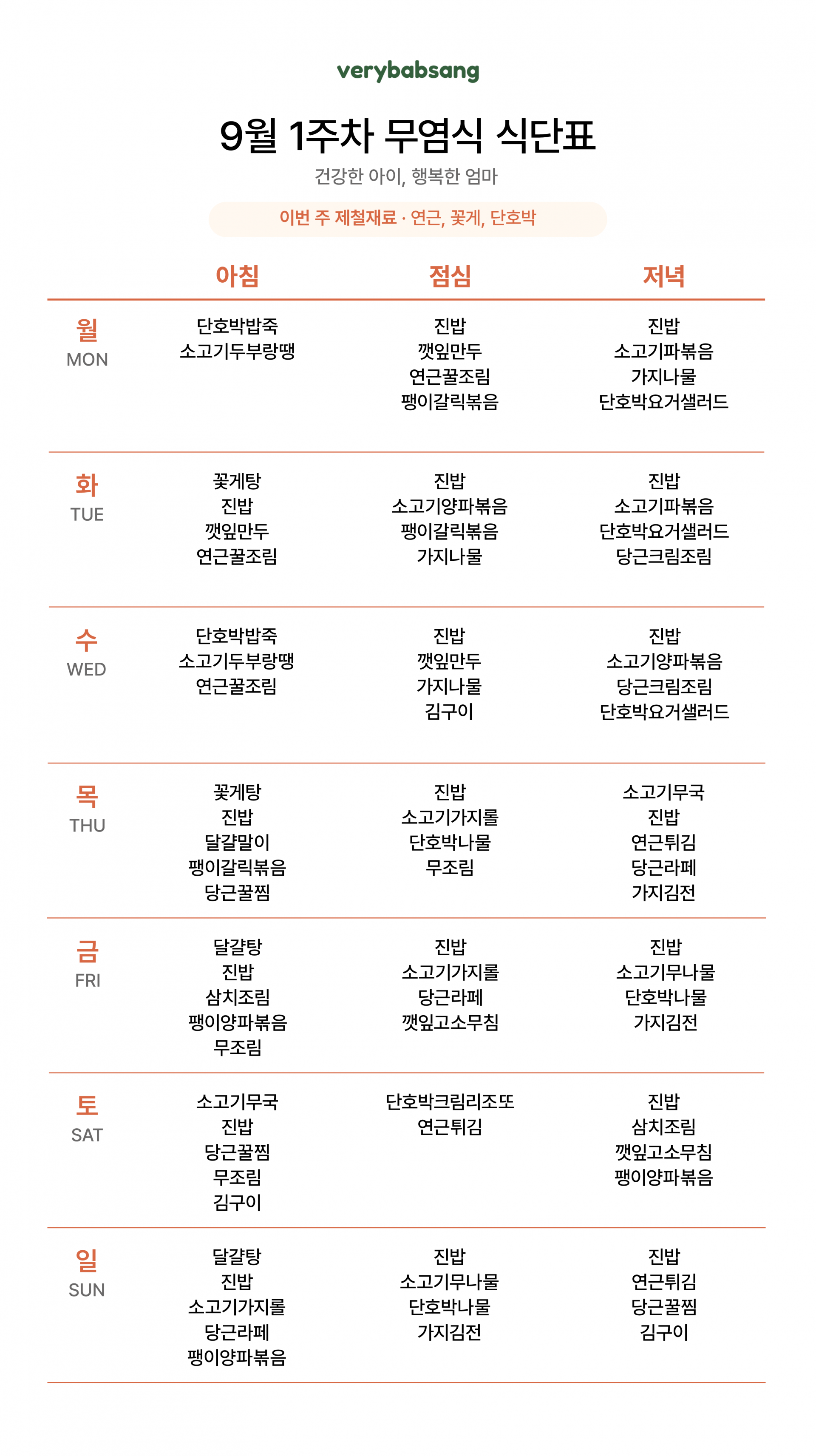 무염식 9월 1주차