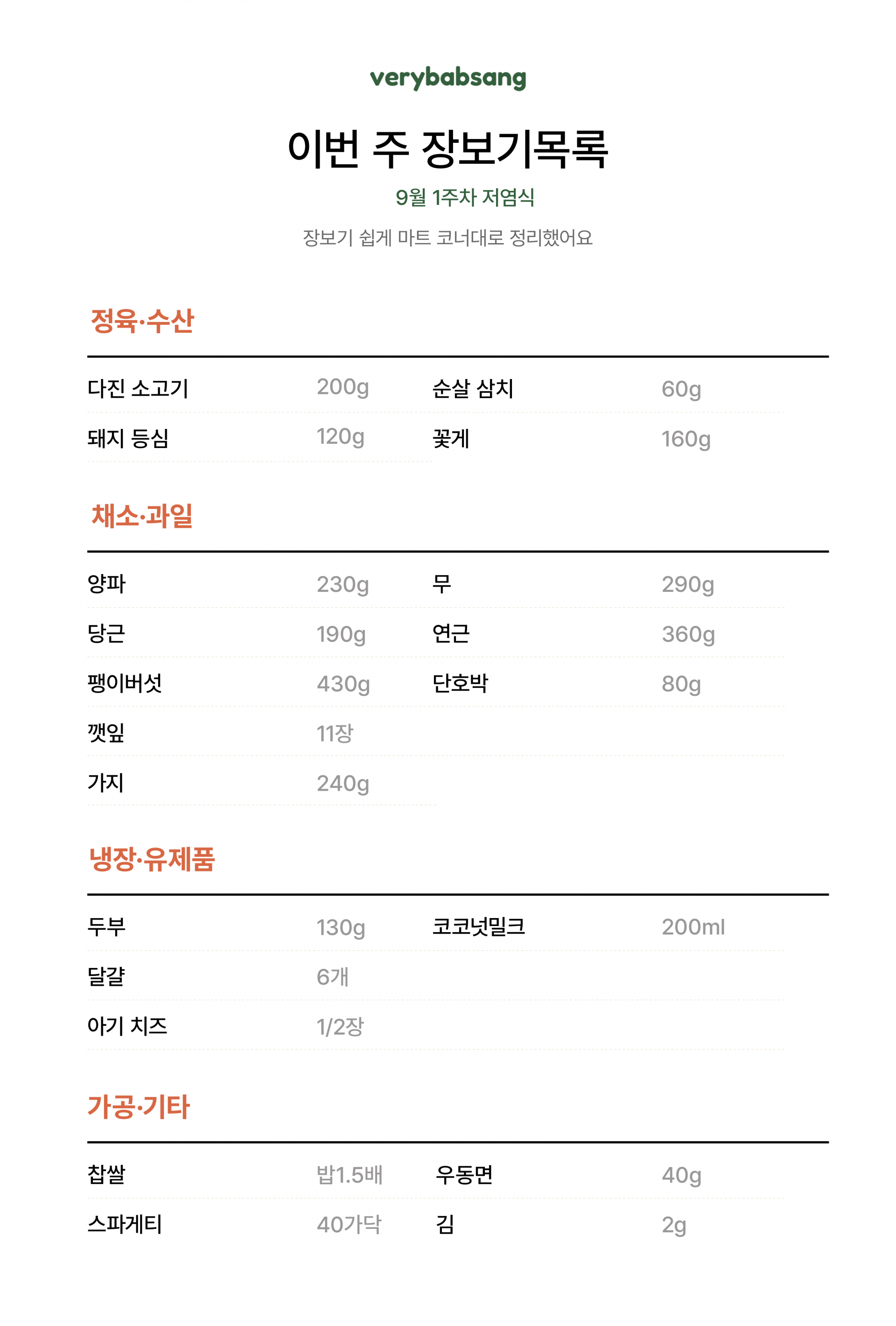 저염식 9월 1주차
