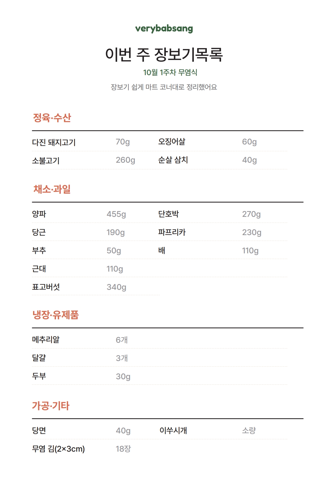 무염식 10월 1주차