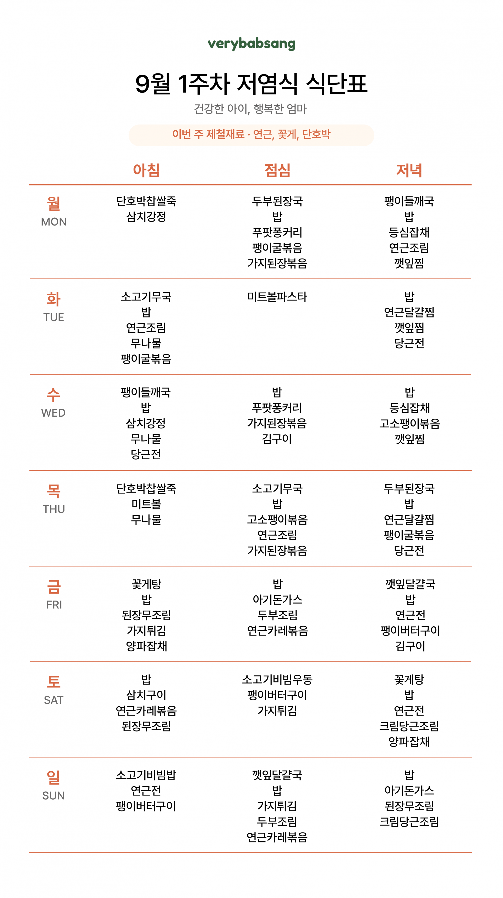 저염식 9월 1주차