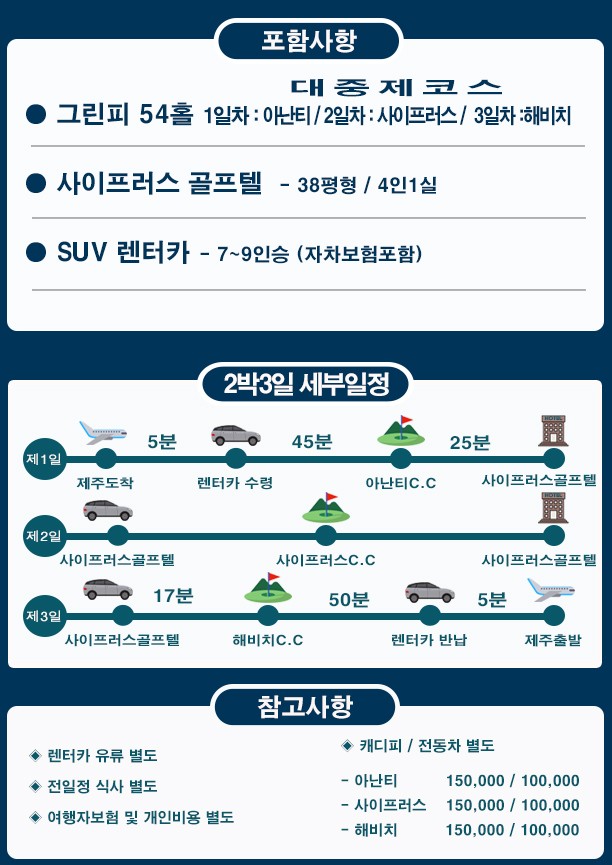 ⛳ 2026년 10•11월 가을 제주골프 2박3일 (아난티&사이프러스&해비치)