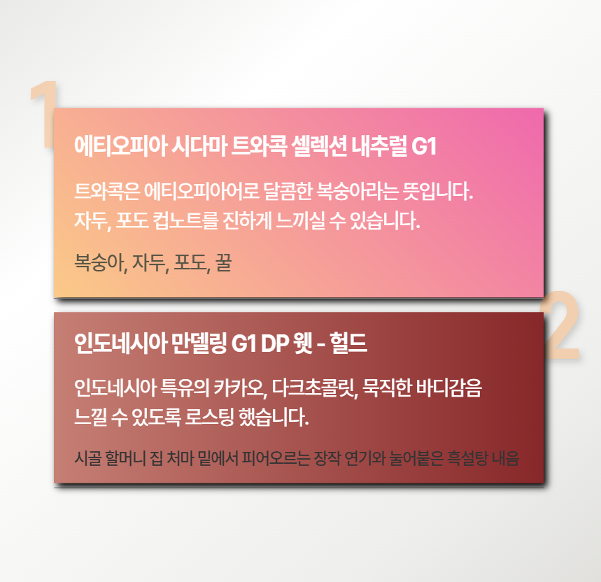 (묵직한 바디감) 인도네시아 만델링 G1 DP 웻 - 헐드