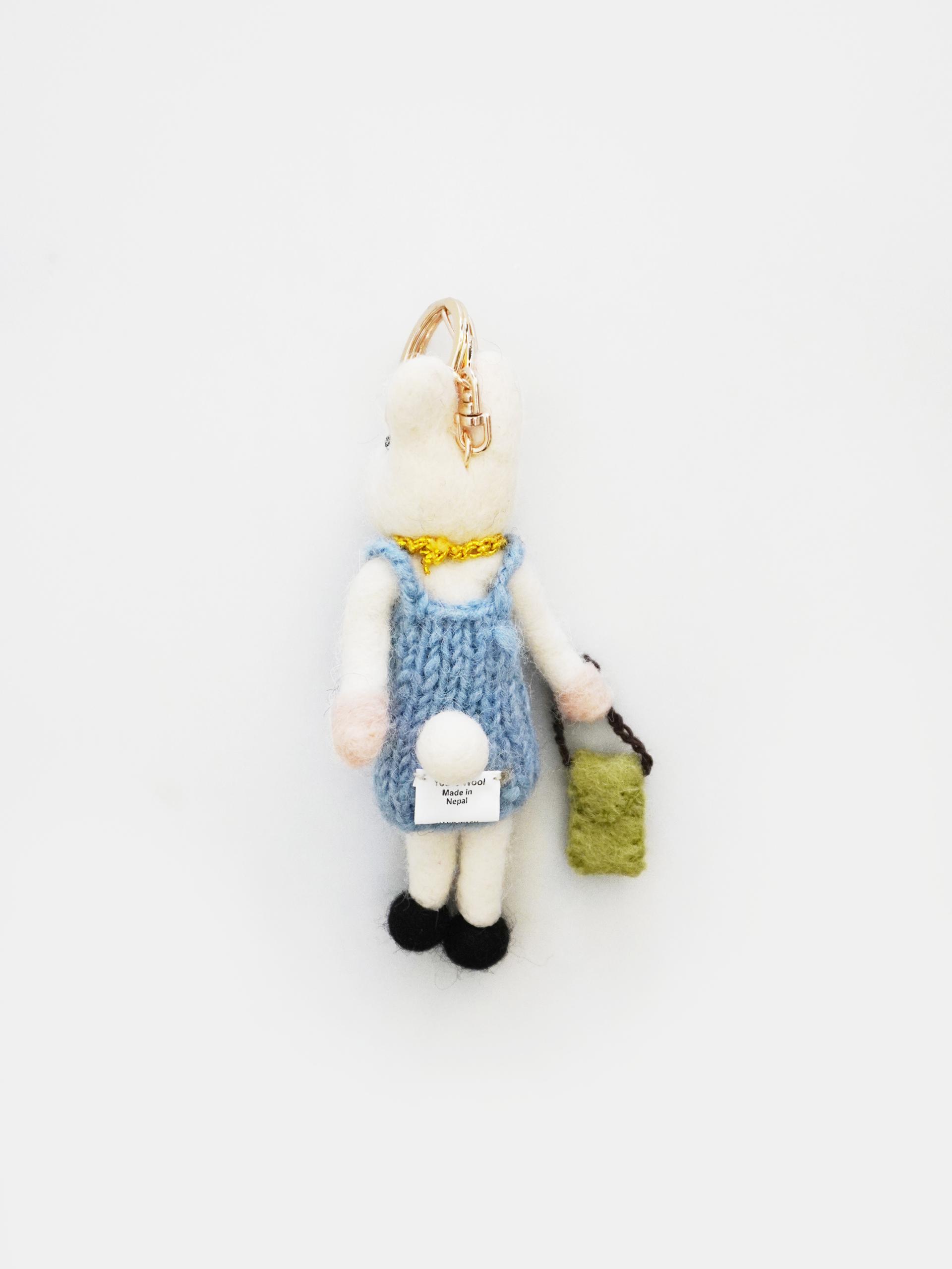 초록 가방 토끼 Wool Keyring