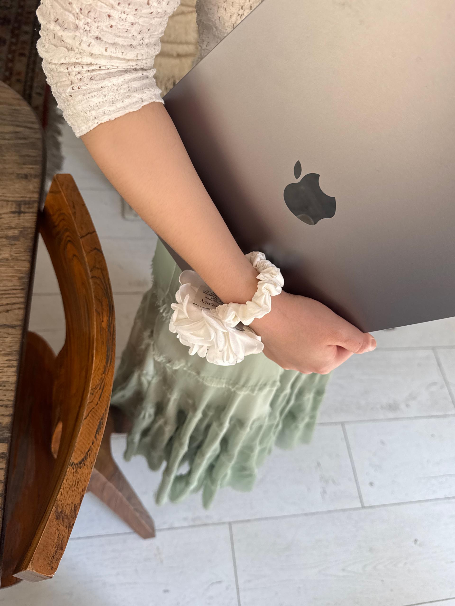 White Camellia Scrunchie
