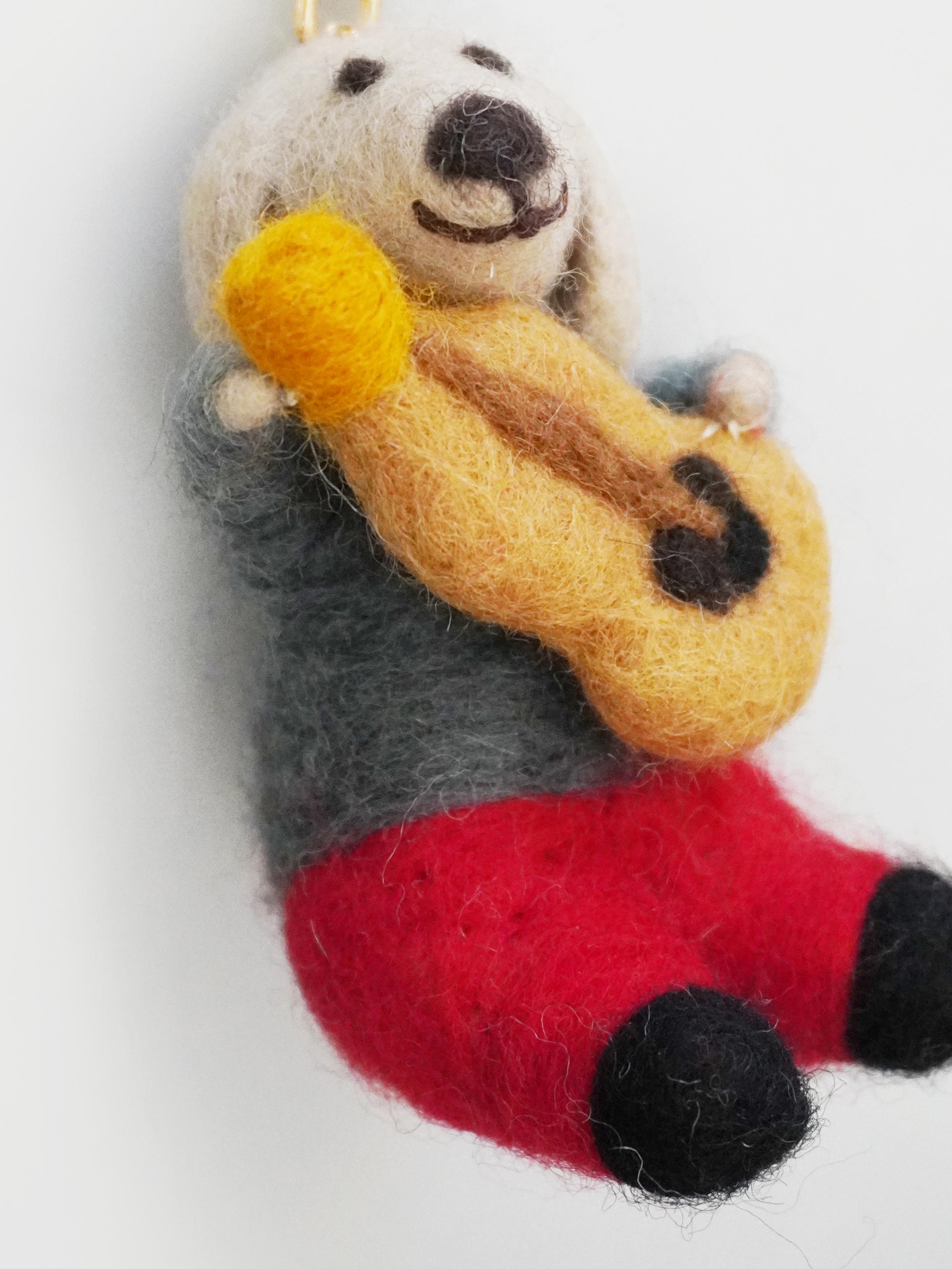 우쿠렐레를 든 강아지 Wool Keyring