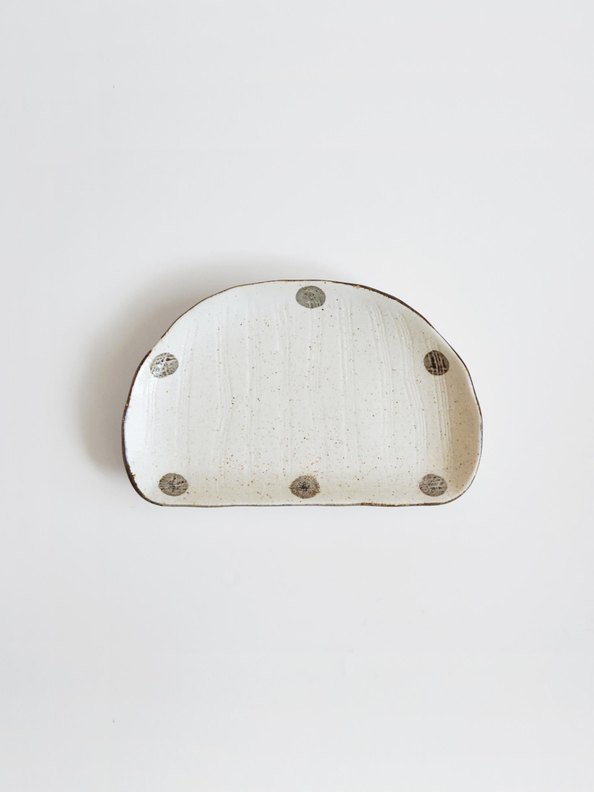 Dot Ceramic Plate - 1구 반달