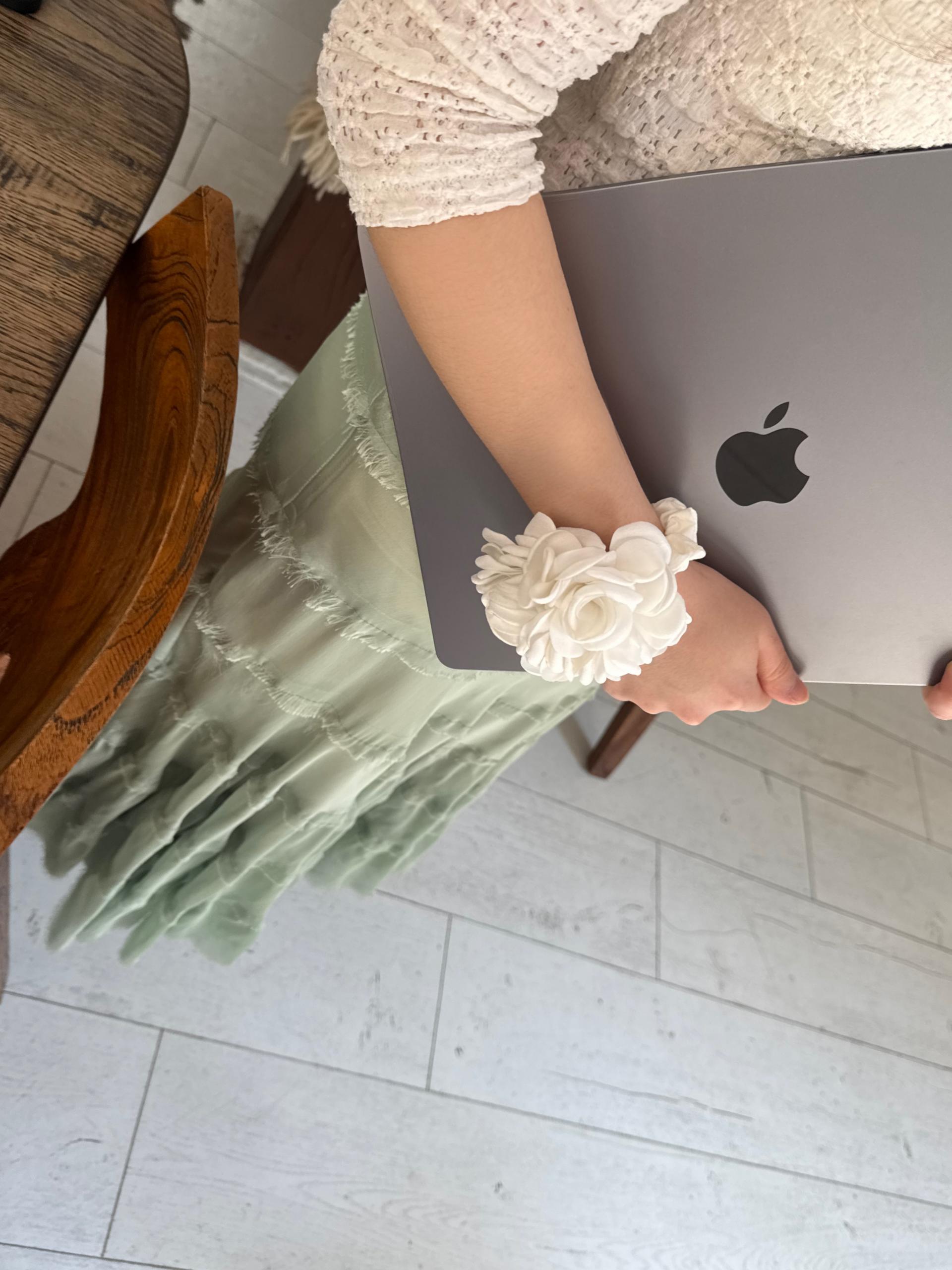 White Camellia Scrunchie