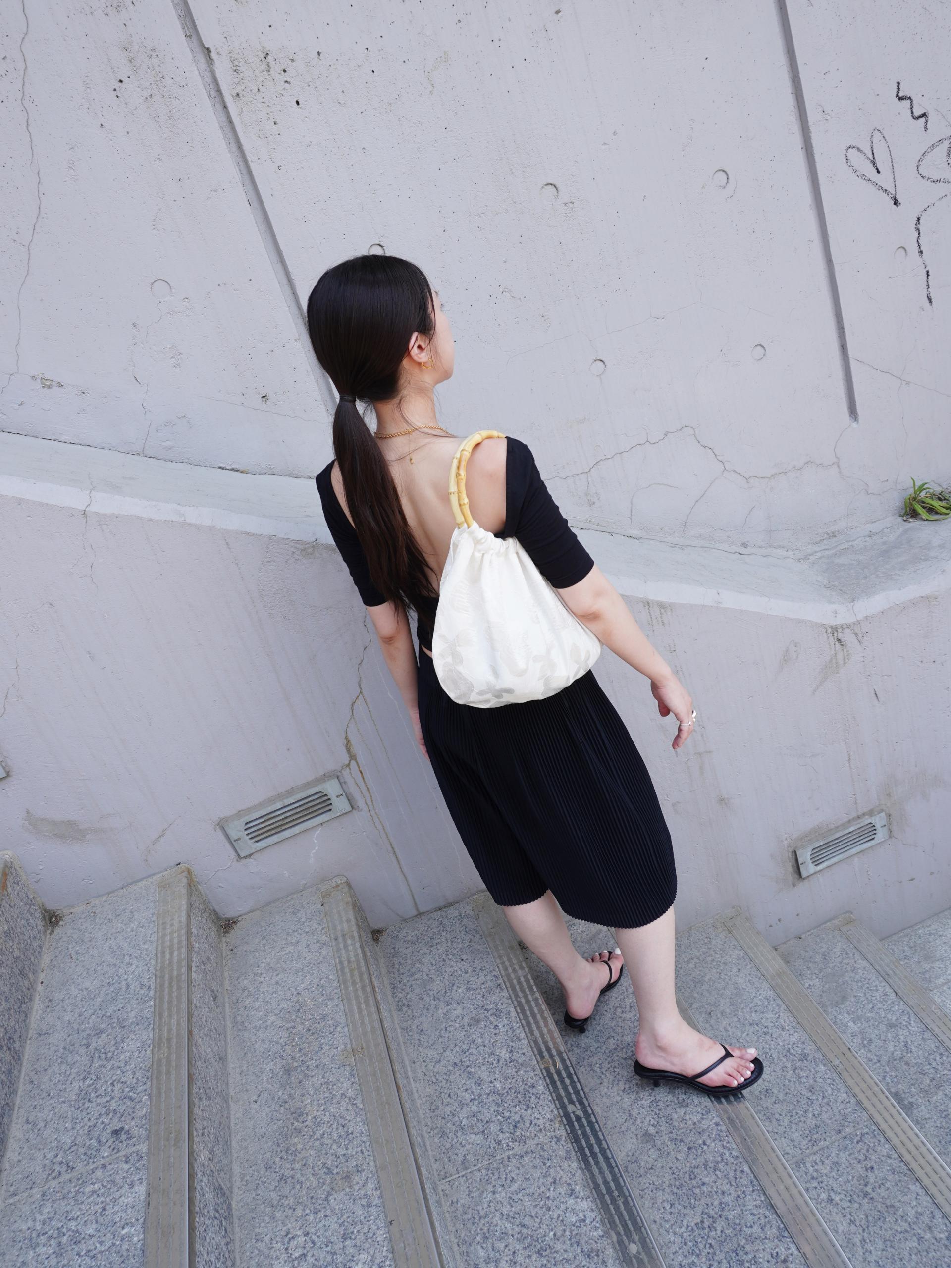 Glow Bamboo Handle Bag - White