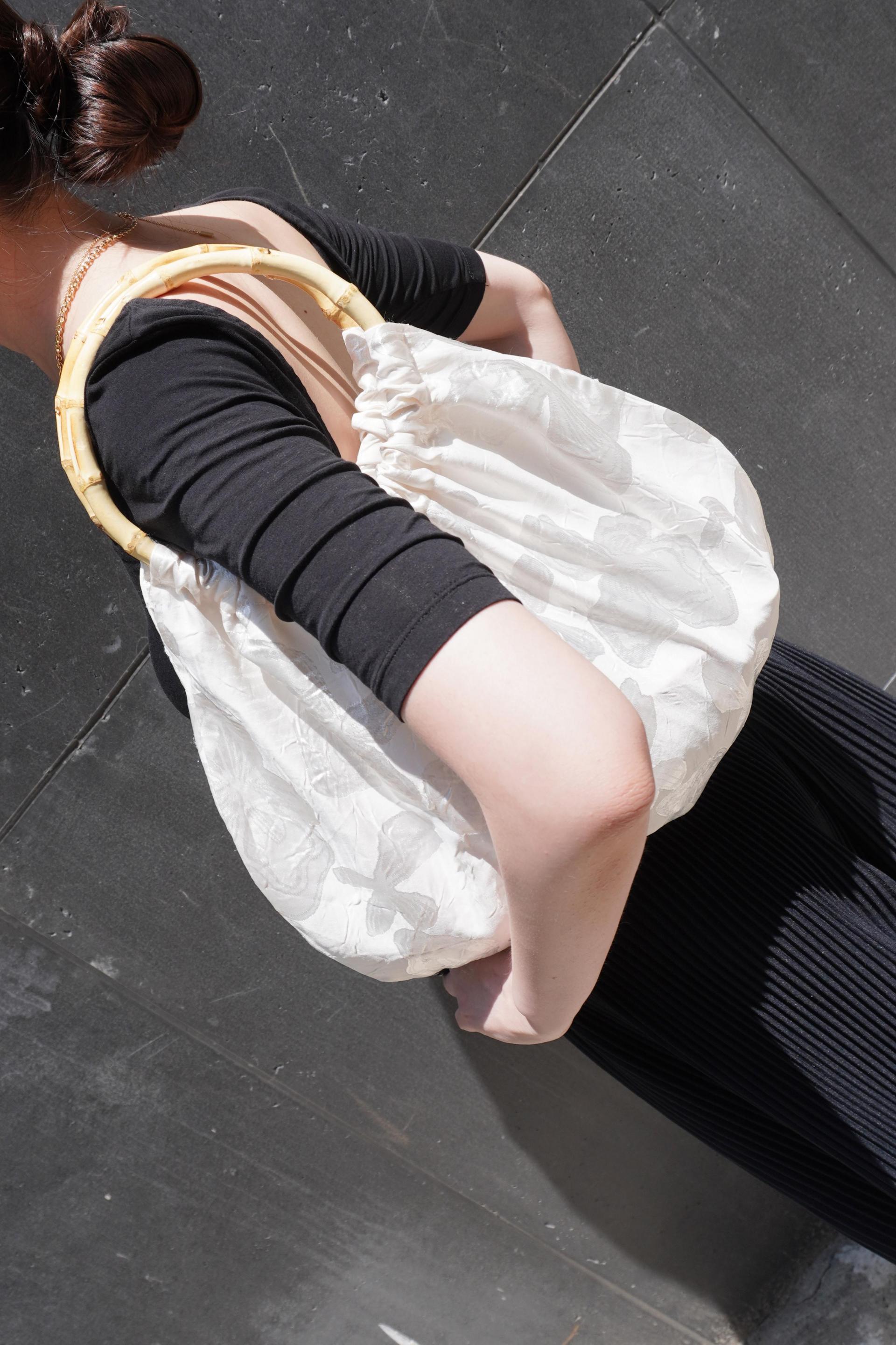 Glow Bamboo Handle Bag - White