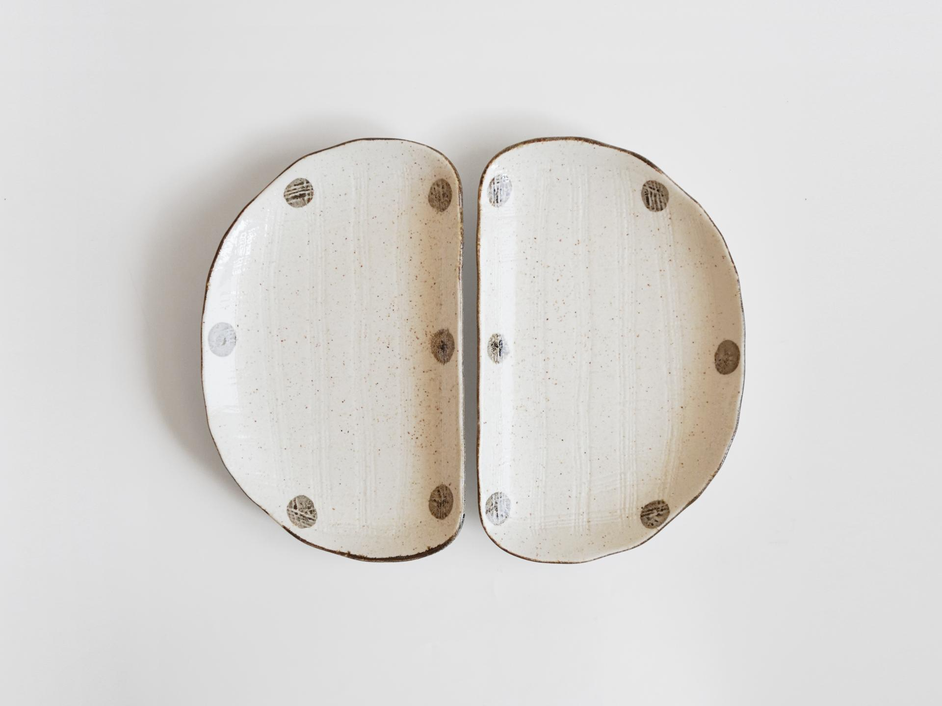 Dot Ceramic Plate - 1구 반달
