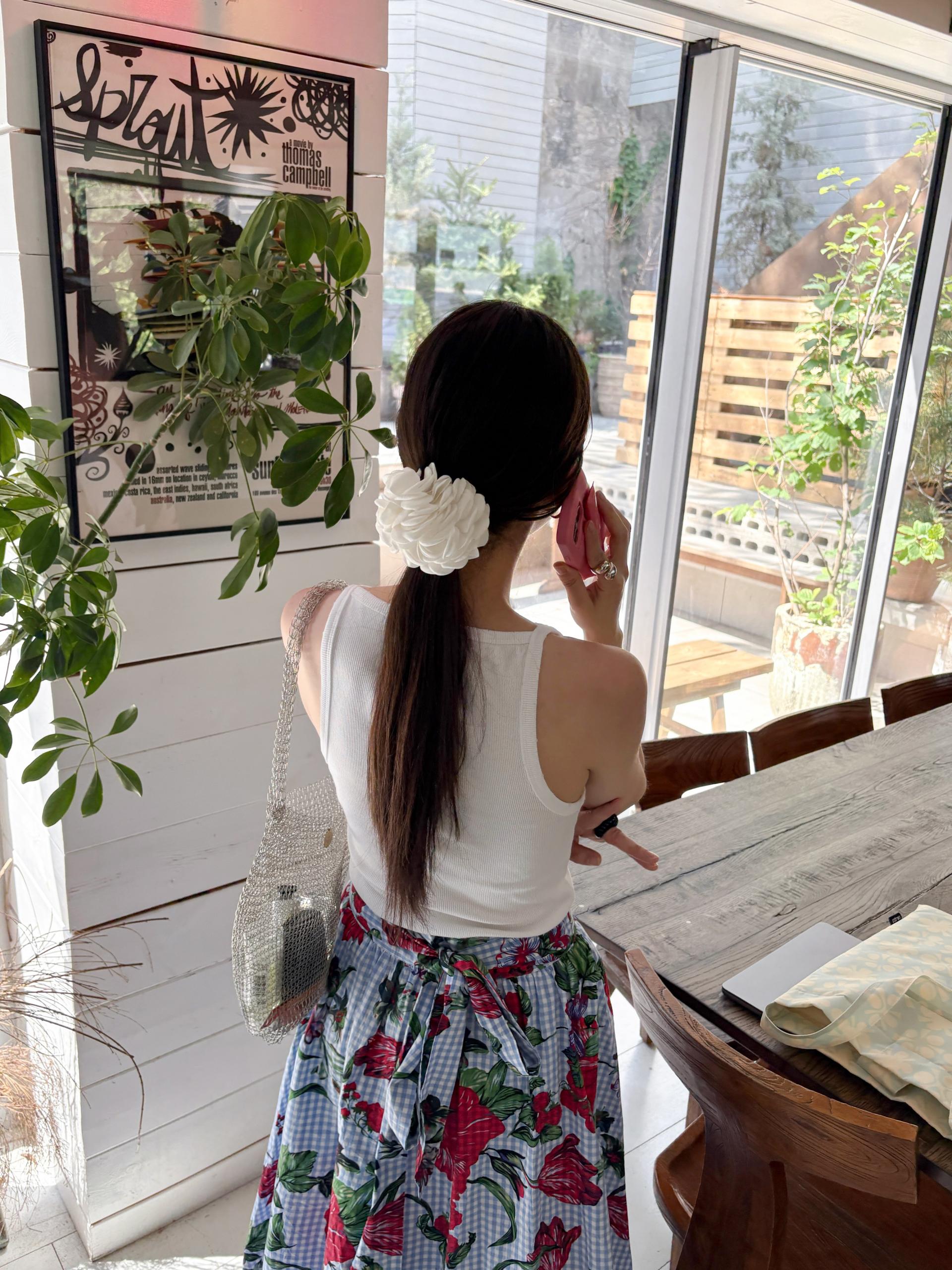 White Camellia Scrunchie