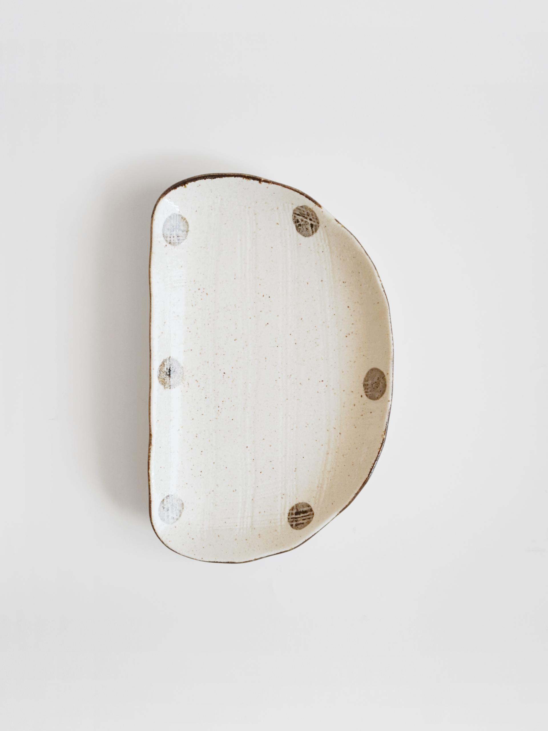 Dot Ceramic Plate - 1구 반달