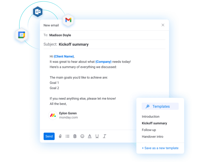 먼데이닷컴 세일즈 CRM 이메일