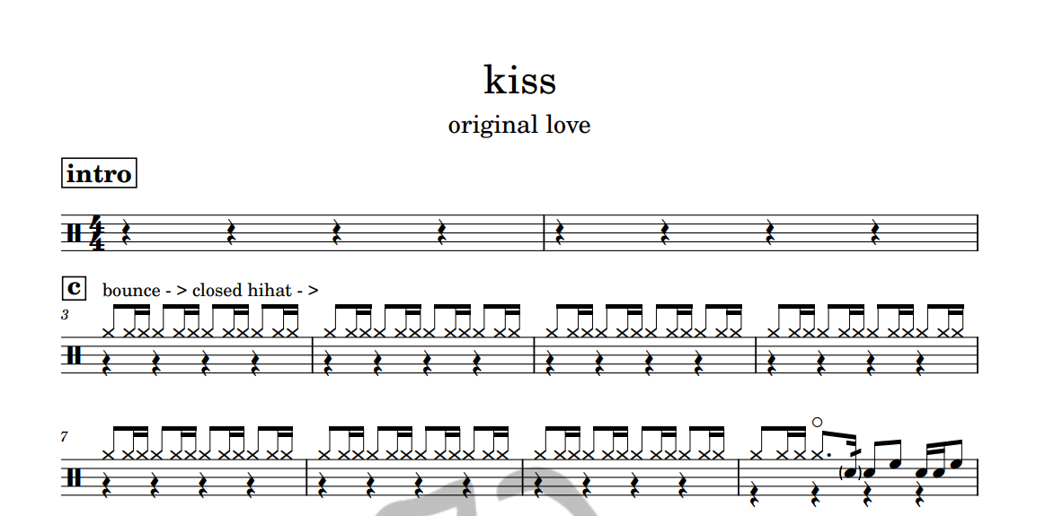 [은규네스튜디오] 드럼악보 original love - kiss