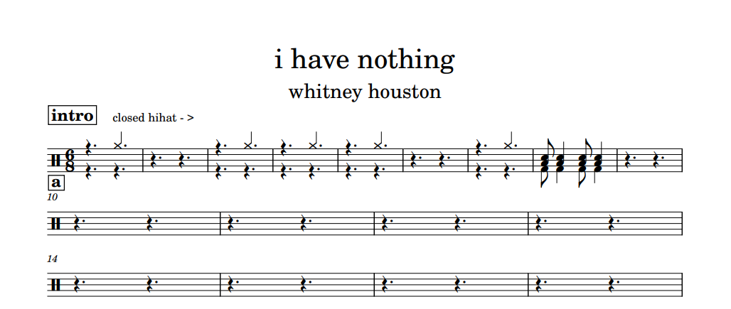 [은규네스튜디오] 드럼악보 whitney houston - i have nothing