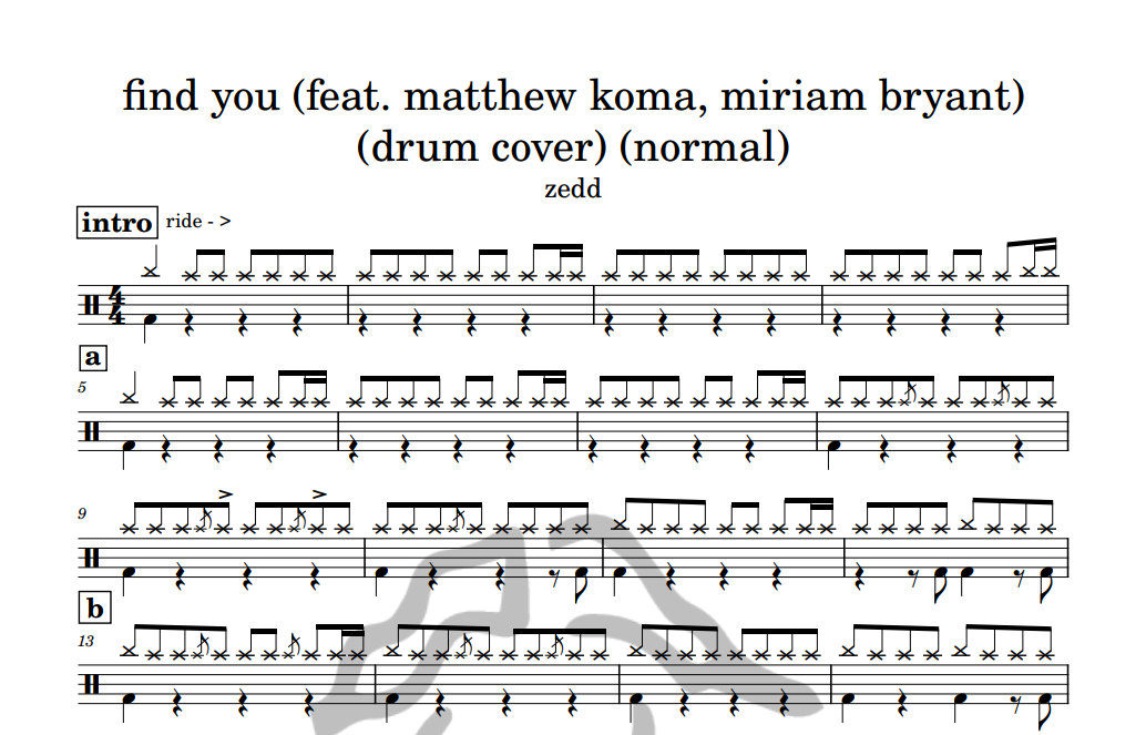 [은규네스튜디오] 드럼악보 zedd - find you (feat. matthew koma, miriam bryant (drum cover) (normal)