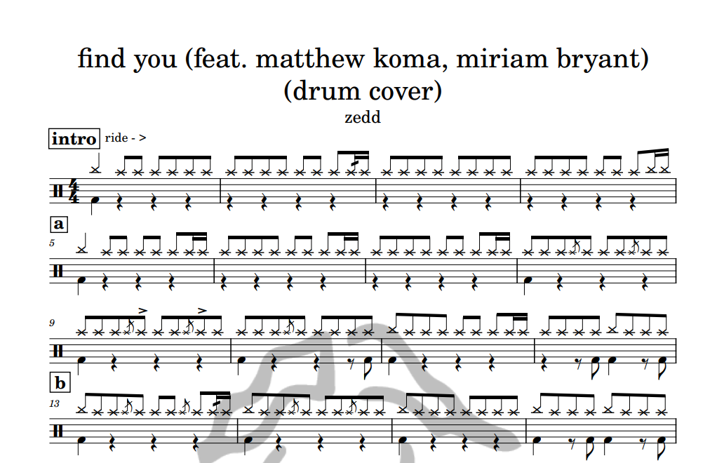 [은규네스튜디오] 드럼악보 zedd - find you (feat. matthew koma, miriam bryant) (drum cover)