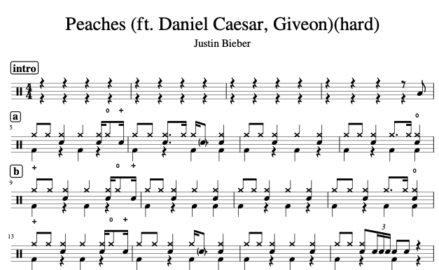 Justin Bieber ft. Daniel Caesar & Giveon Peaches Sheet Music in