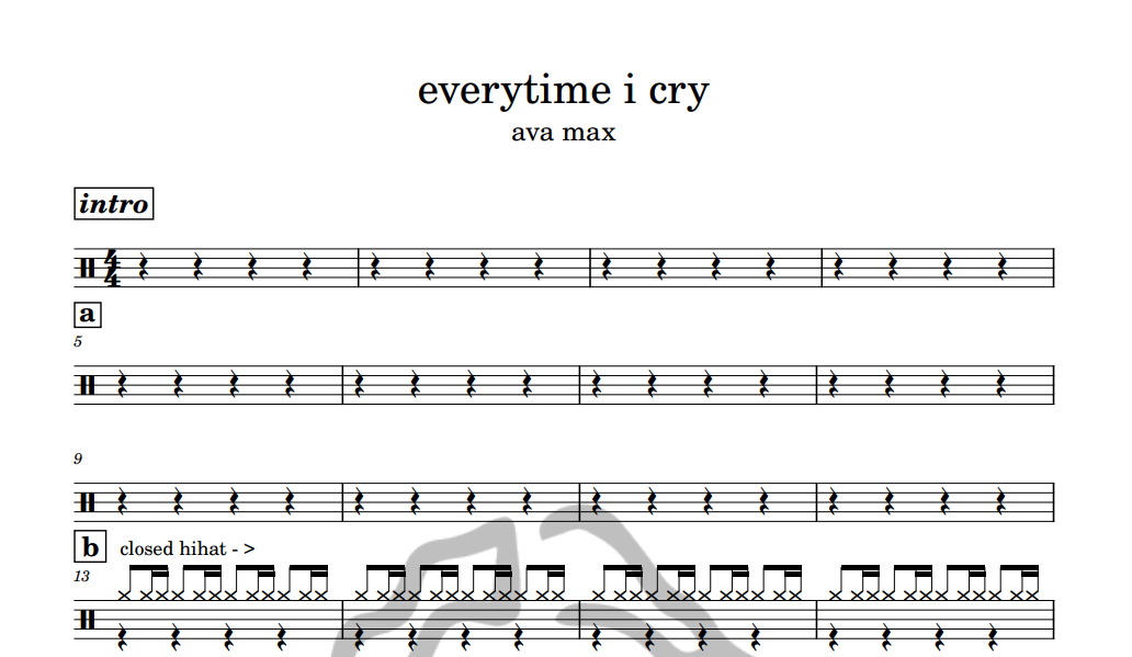 [은규네스튜디오] 드럼악보 ava max - everytime i cry
