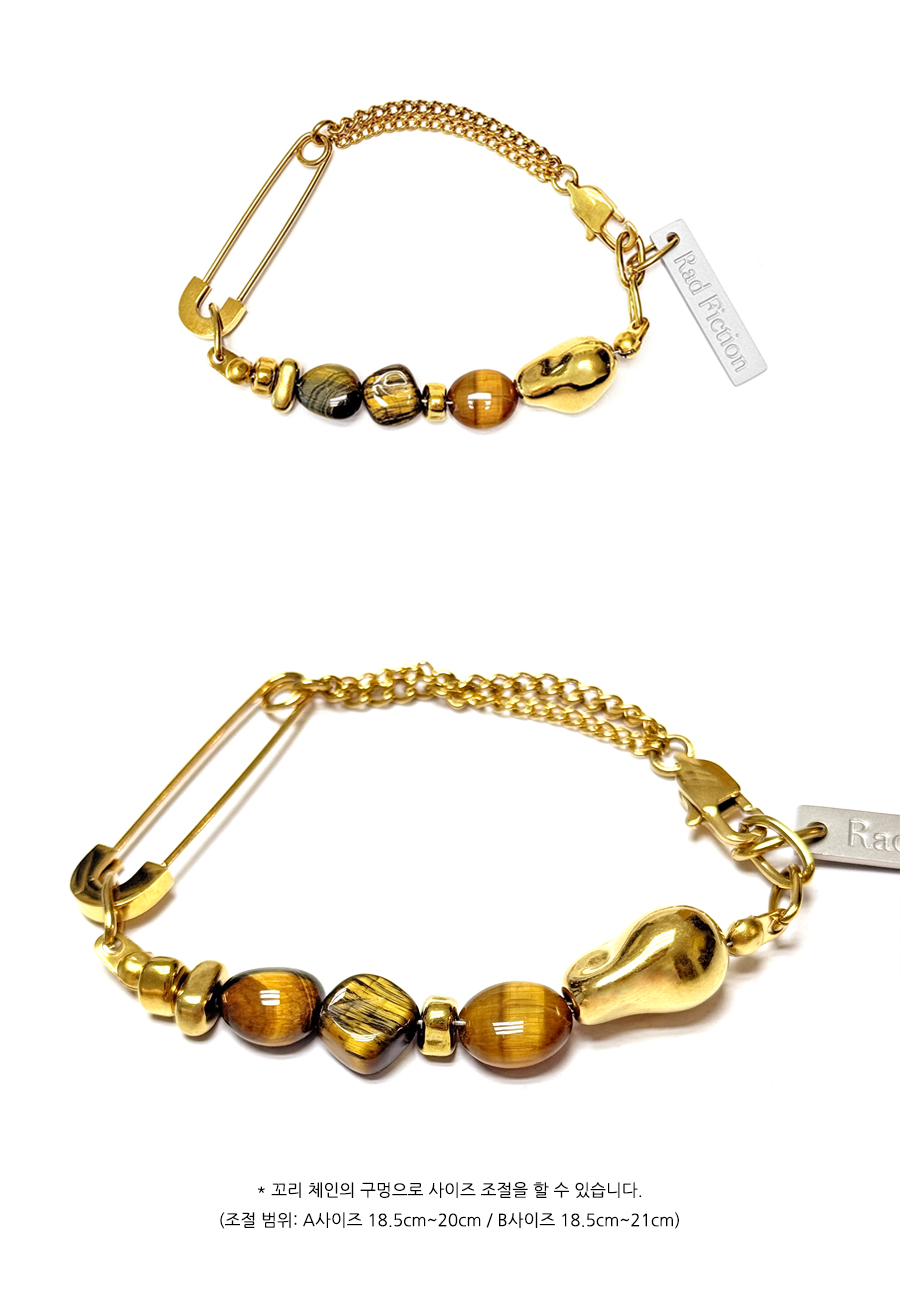 EVOR OVAL PIN GEMSTONE BRACELET / EMBER GOLD