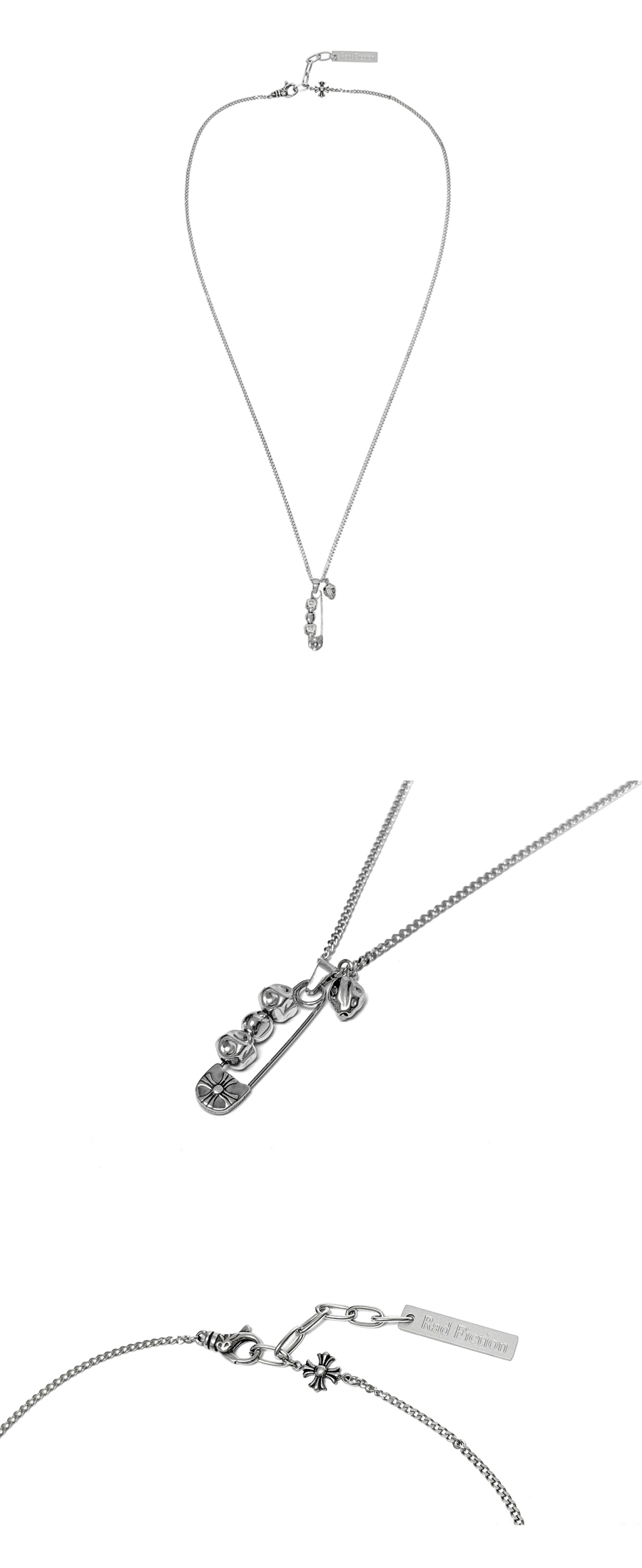 NOX OVAL PIN PENDANT NECKLACE / SILVER