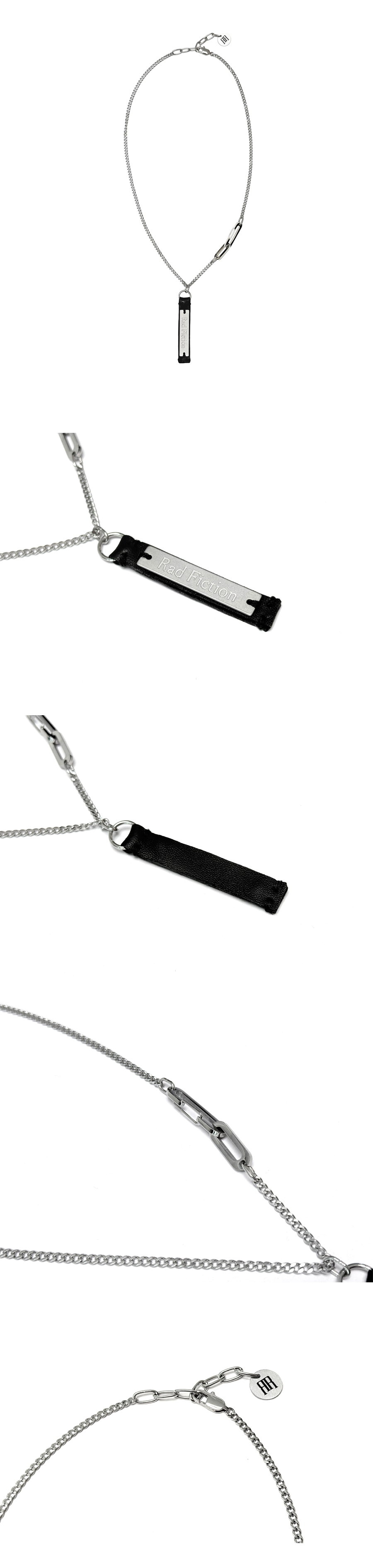 VELRIC LEATHER PENDANT NECKLACE / BLACK