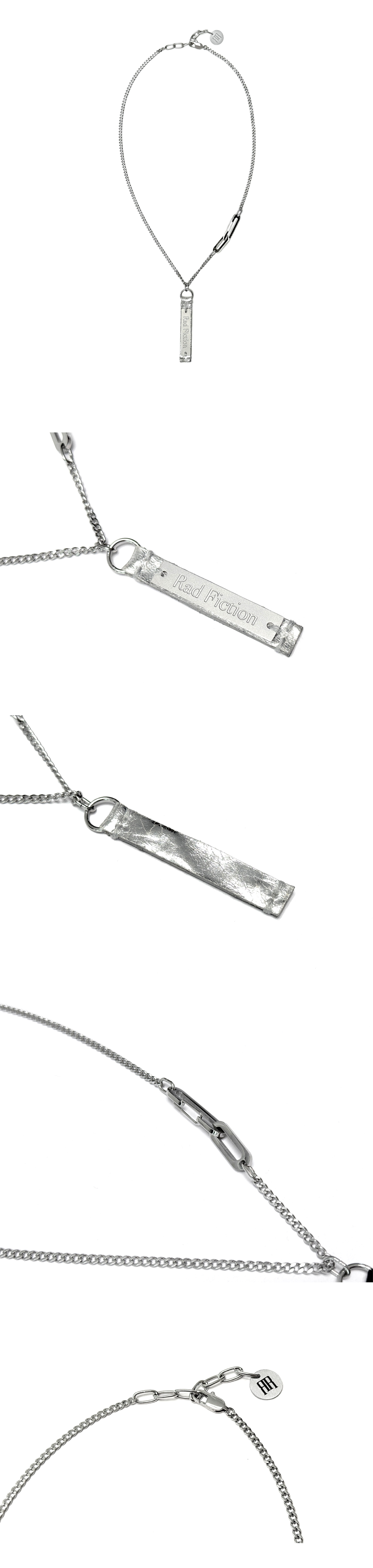 VELRIC LEATHER PENDANT NECKLACE / SILVER
