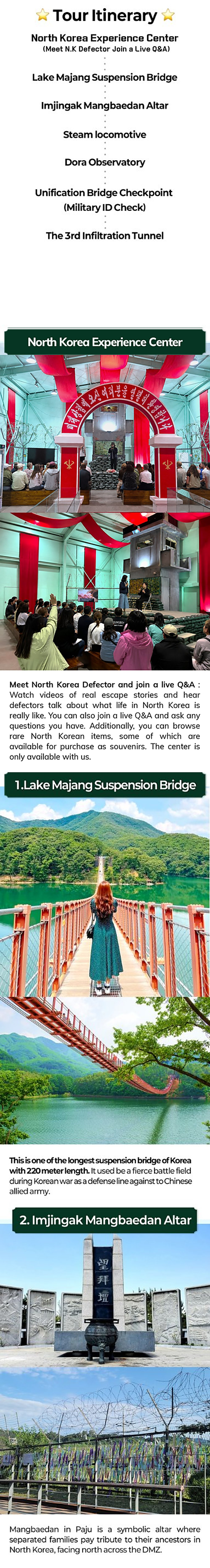 DMZ Insider Tour: 3rd Tunnel, North Korean Defector Meet-up & Lake Majang Suspension Bridge