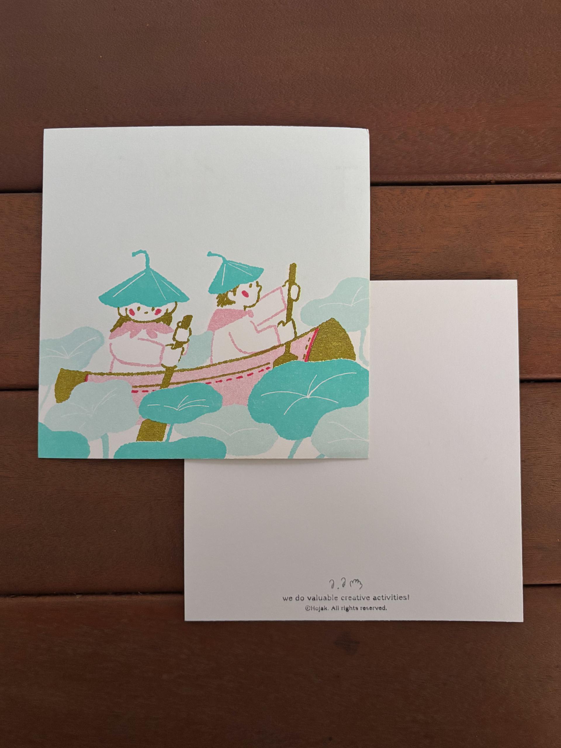 연잎모자를쓰고 리소엽서 - 라지