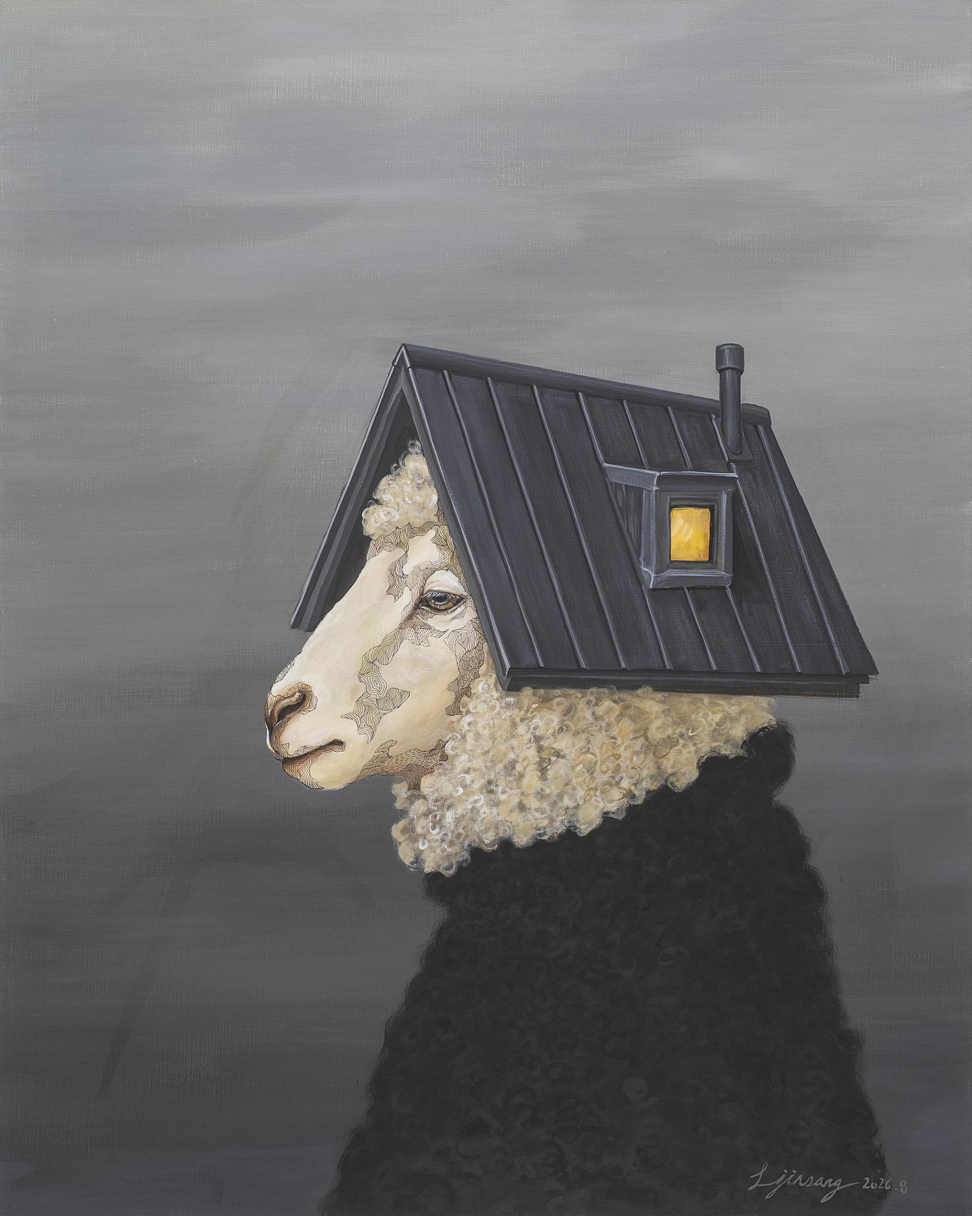 이진상 <현대인의 초상> 캔버스에 아크릴, 펜, 90.9x72.7(cm), 2026