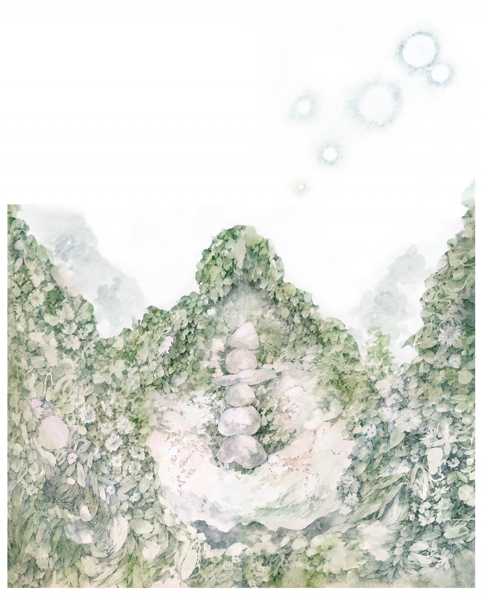 김가인 <embrace - ⠁> 장지에 과슈, 안채, 150x120(cm) 각 50x60(cm), 2026