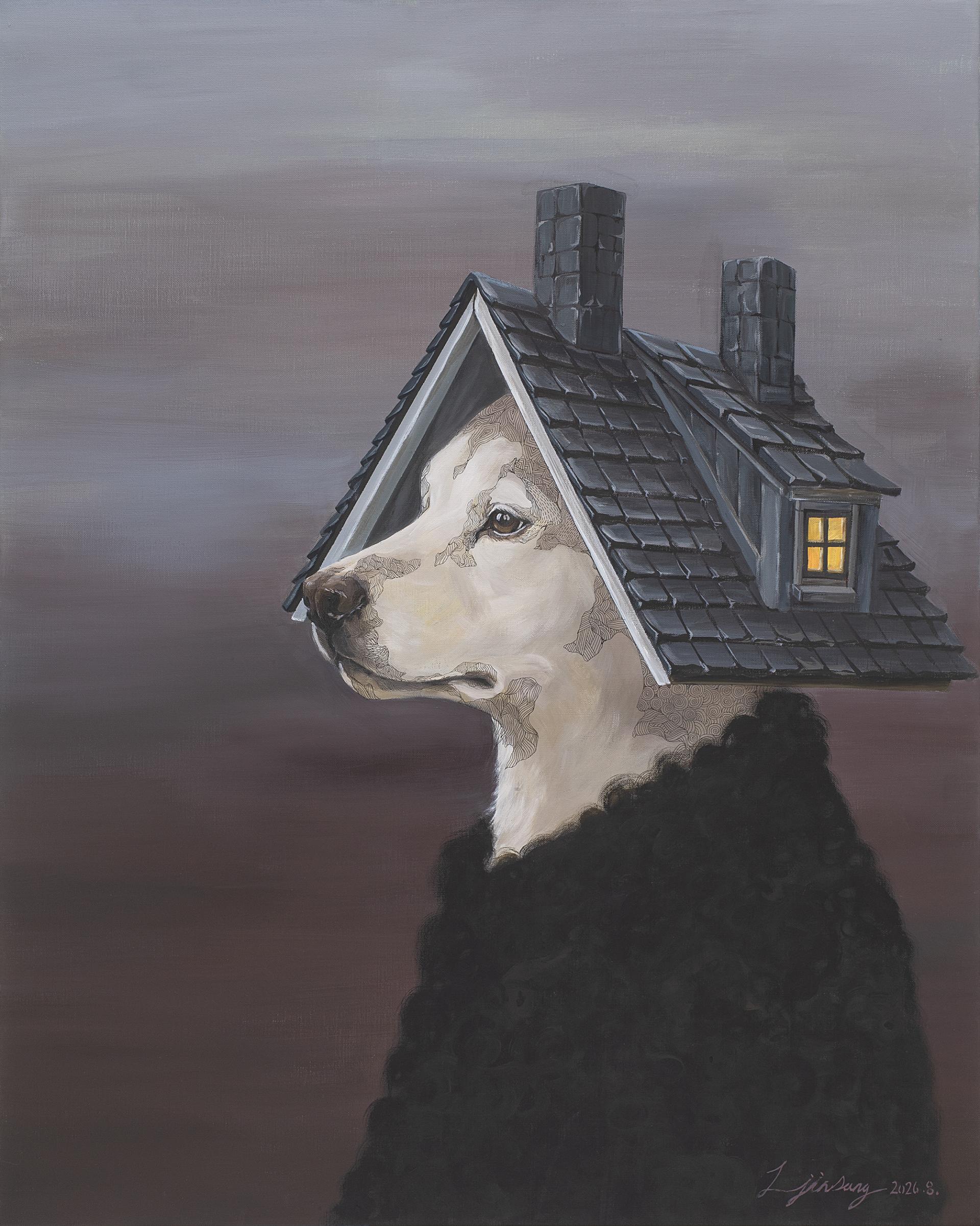 이진상 <현대인의 초상> 캔버스에 아크릴, 펜, 90.9x72.7(cm), 2026