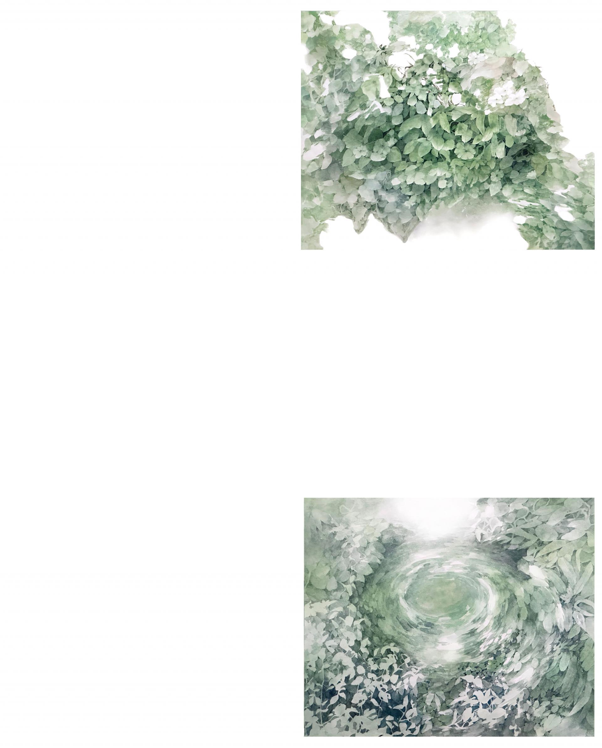 김가인 <embrace - ⠗> 장지에 과슈, 안채, 150x120(cm) 각 50x60(cm), 2026
