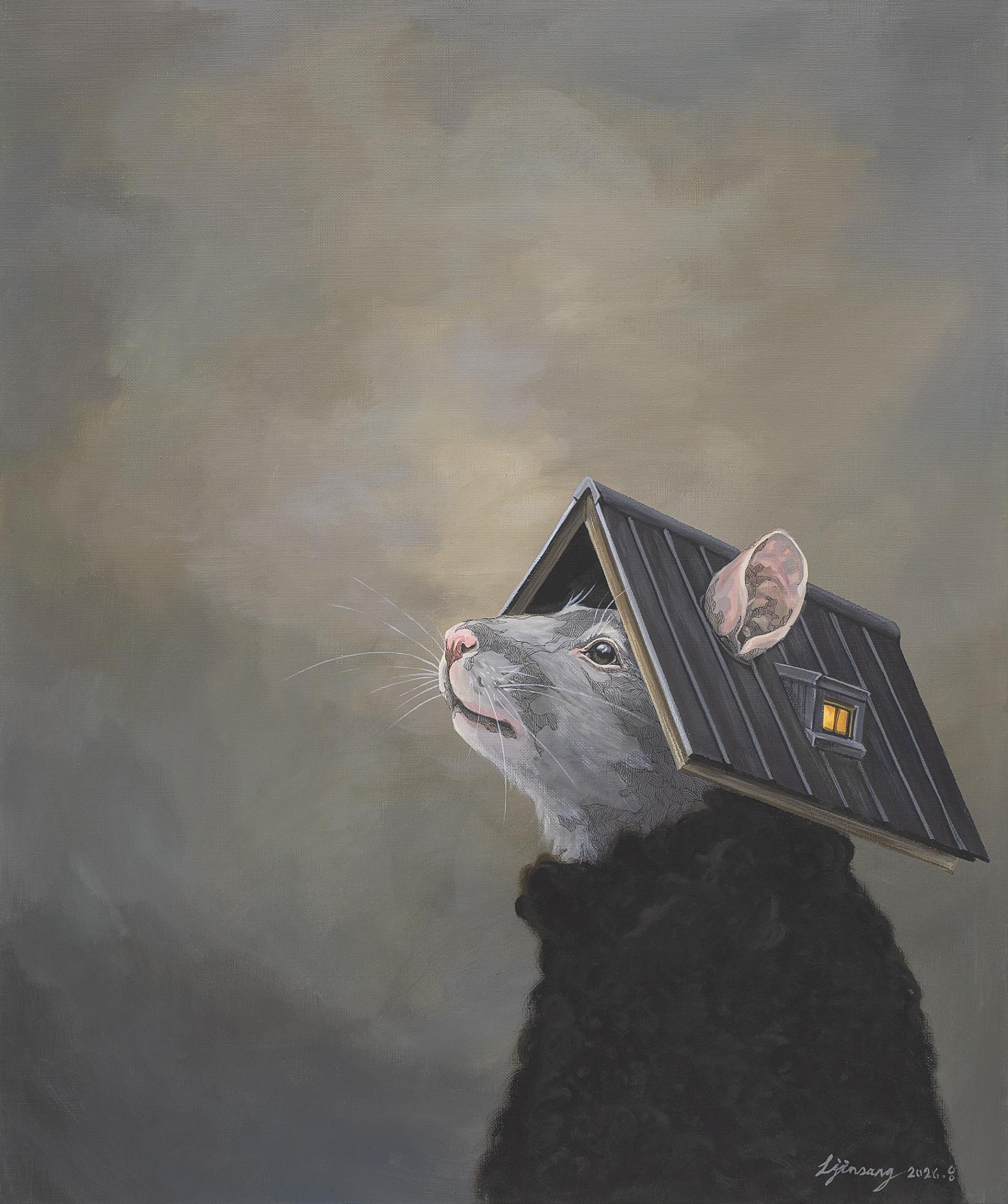 이진상 <현대인의 초상> 캔버스에 아크릴, 펜, 72.7x60.6(cm), 2026