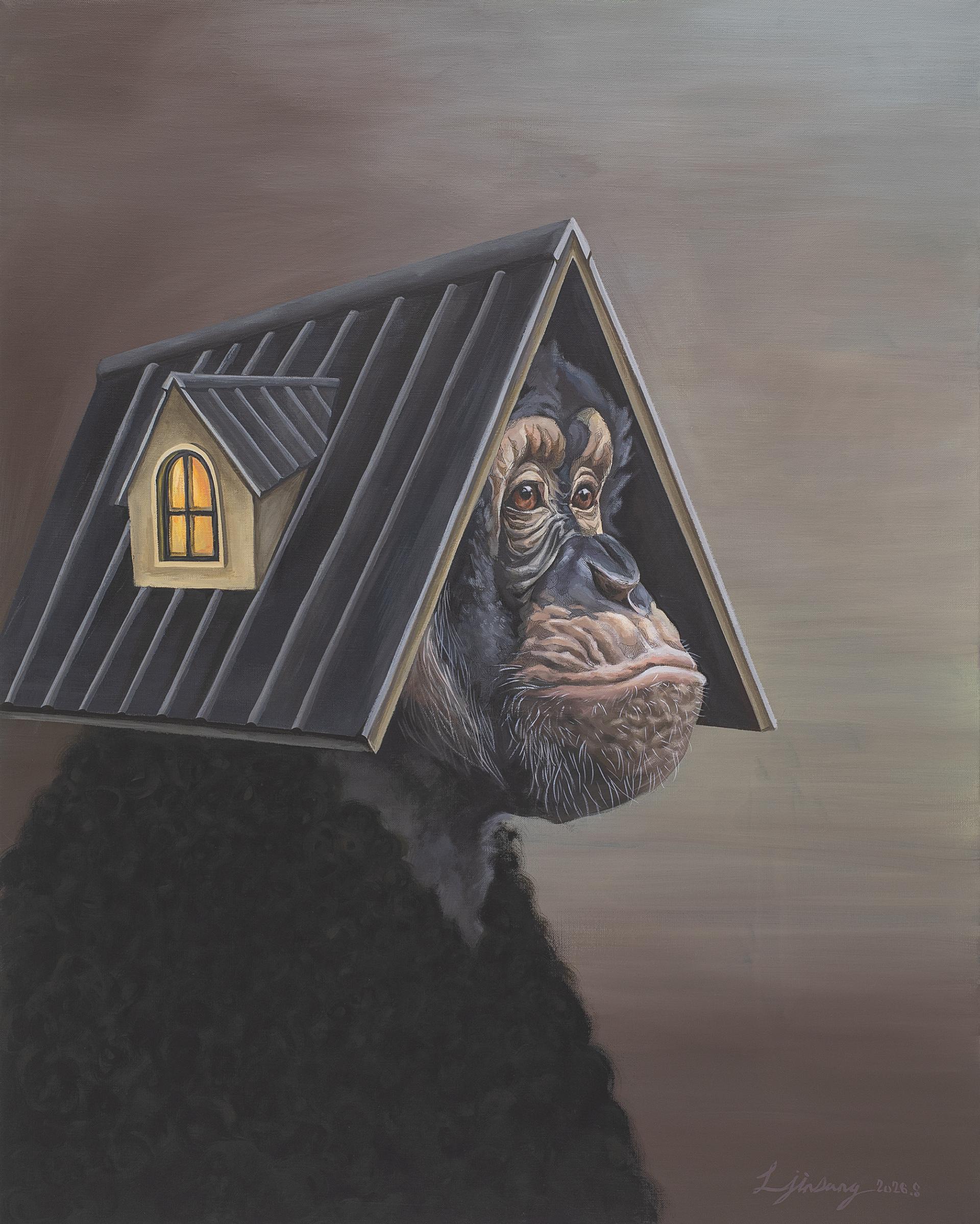 이진상 <현대인의 초상> 캔버스에 아크릴, 펜, 90.9x72.7(cm), 2026