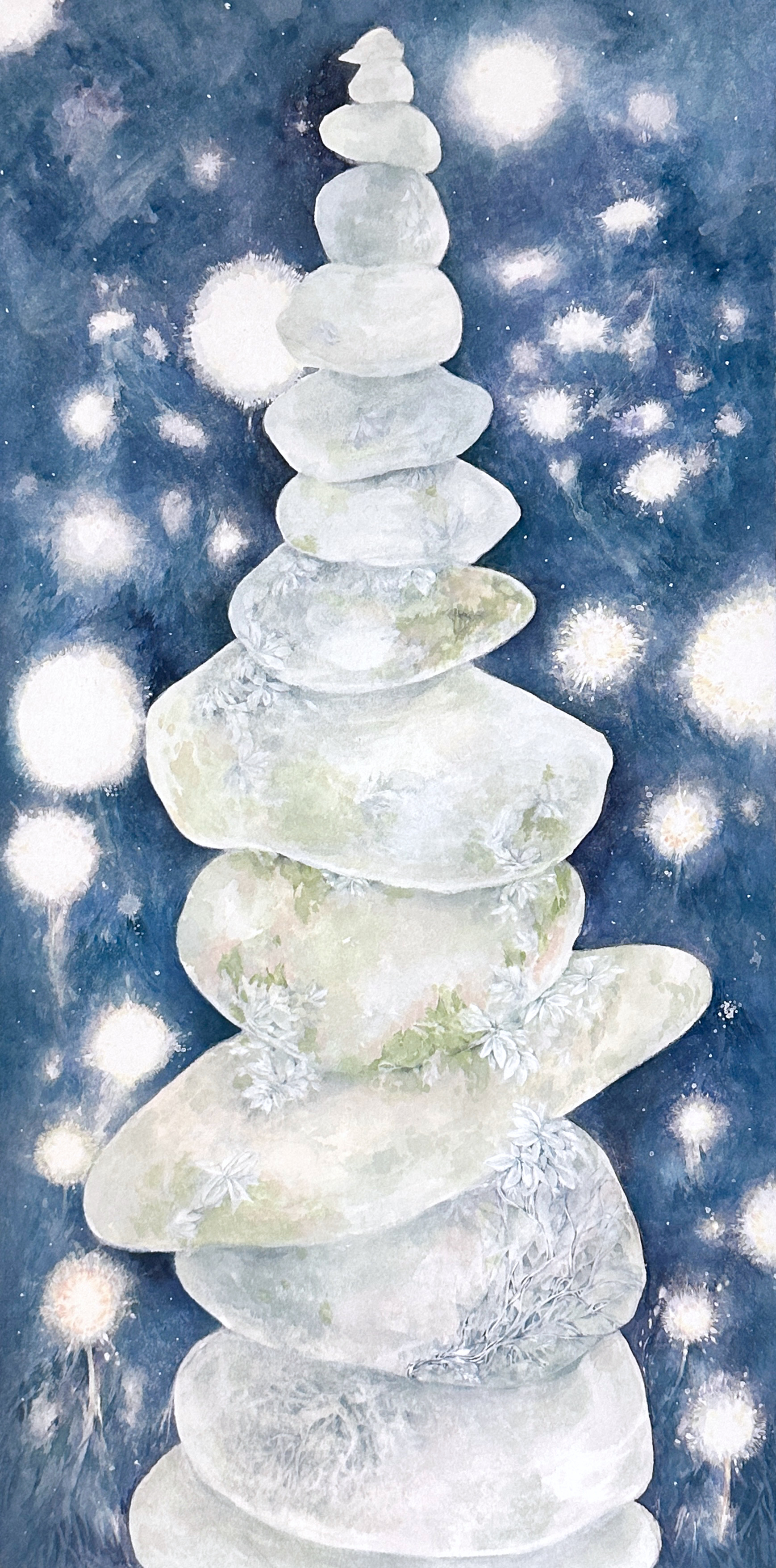 김가인 <너를 떠올릴 때> 장지에 과슈, 안채, 색연필, 60x30(cm), 2026