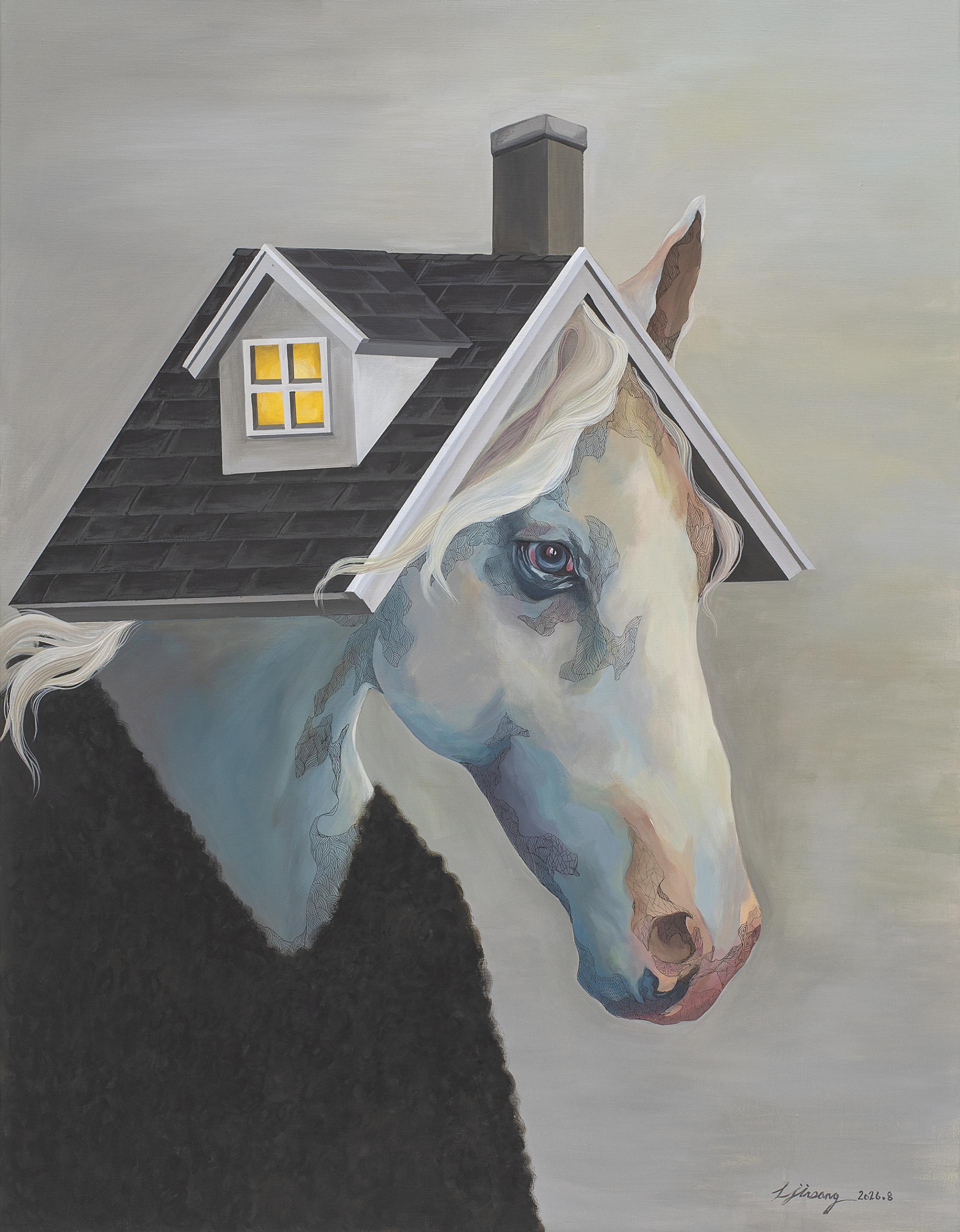 이진상 <현대인의 초상> 캔버스에 아크릴, 펜, 116.8x91(cm), 2026
