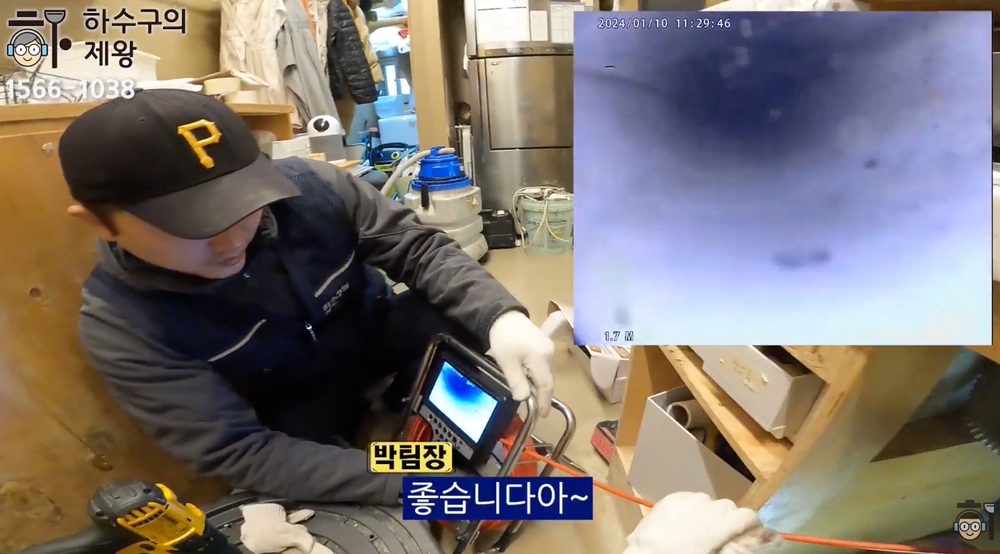 인천 서구 가정동 동물카페 하수구 작업 후 깨끗해진 배관 내부