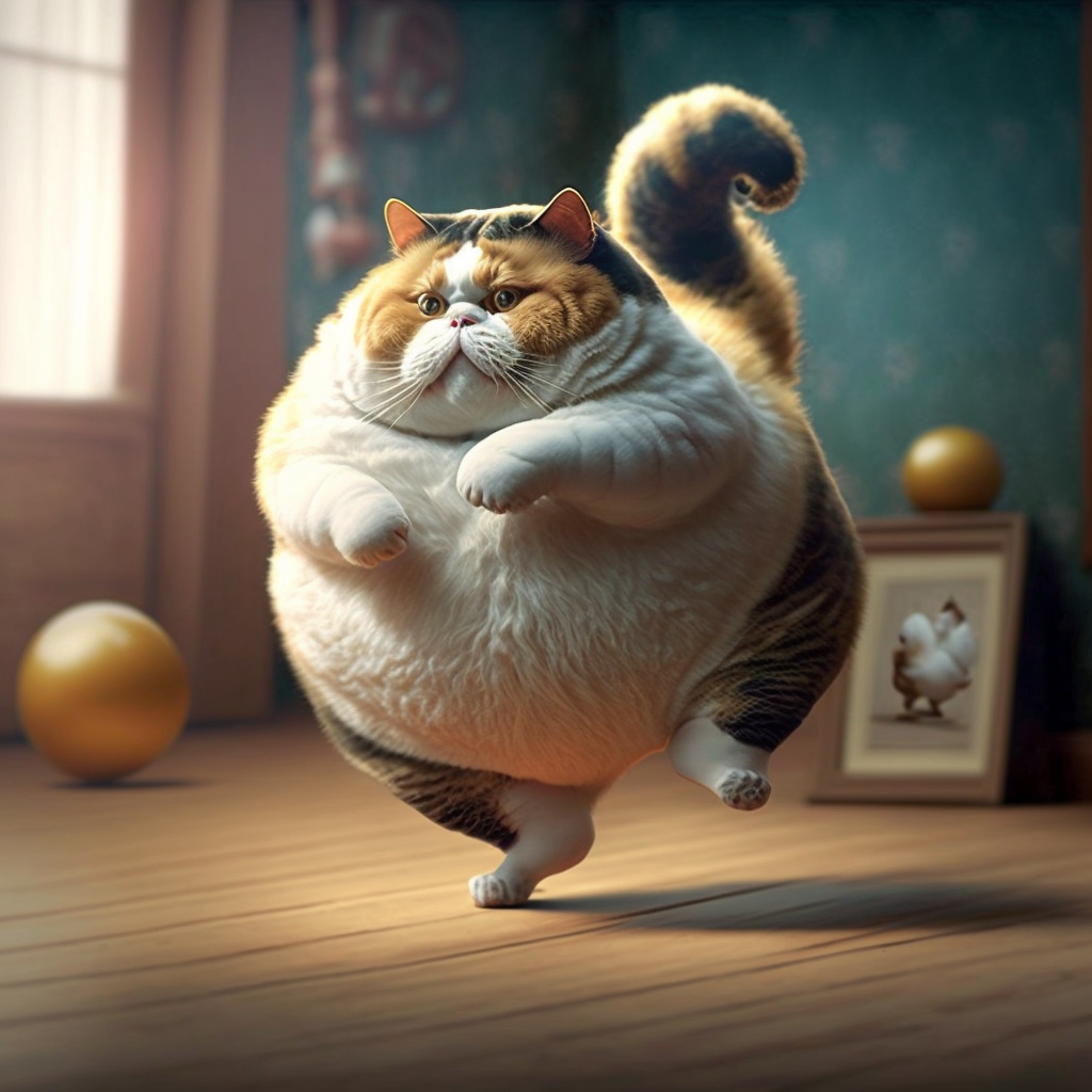 very fat cat dancing