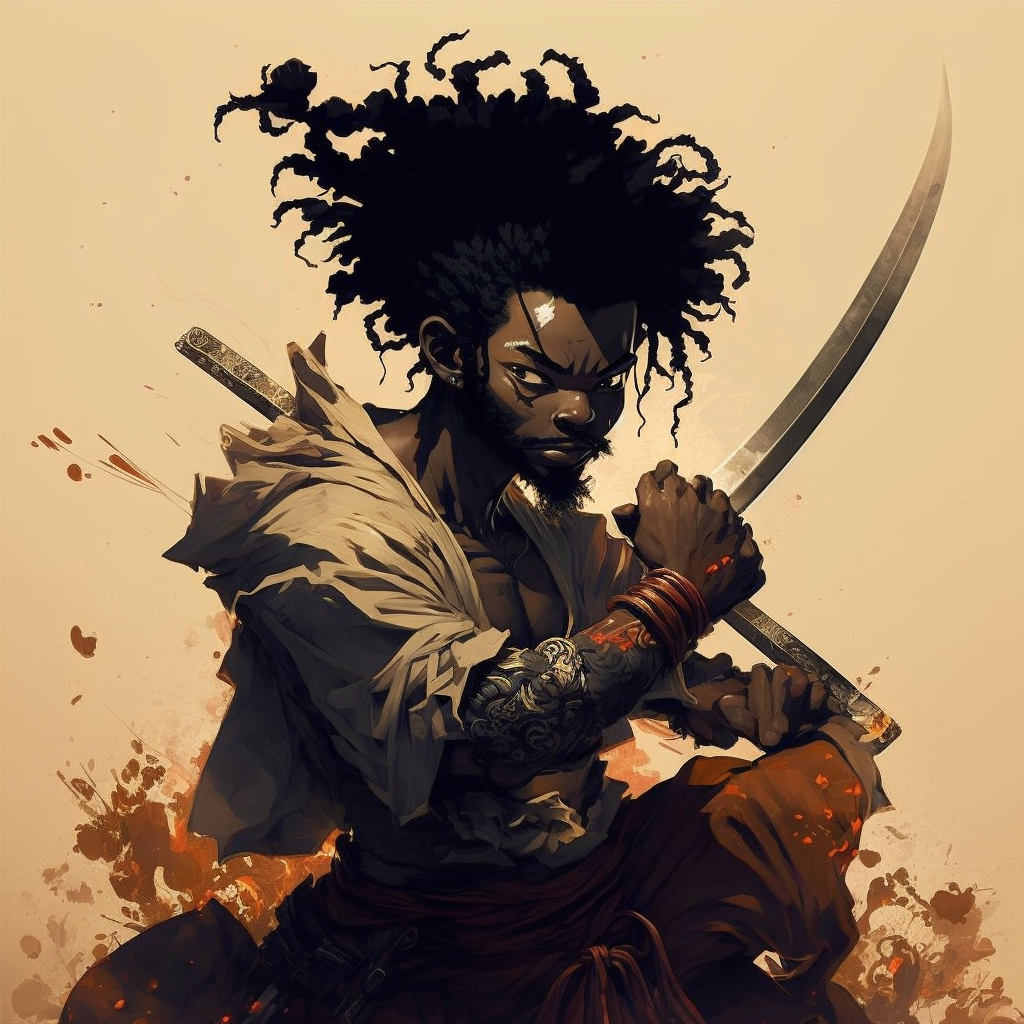 Afro Fighting Enemy Art - Afro Samurai Art Gallery