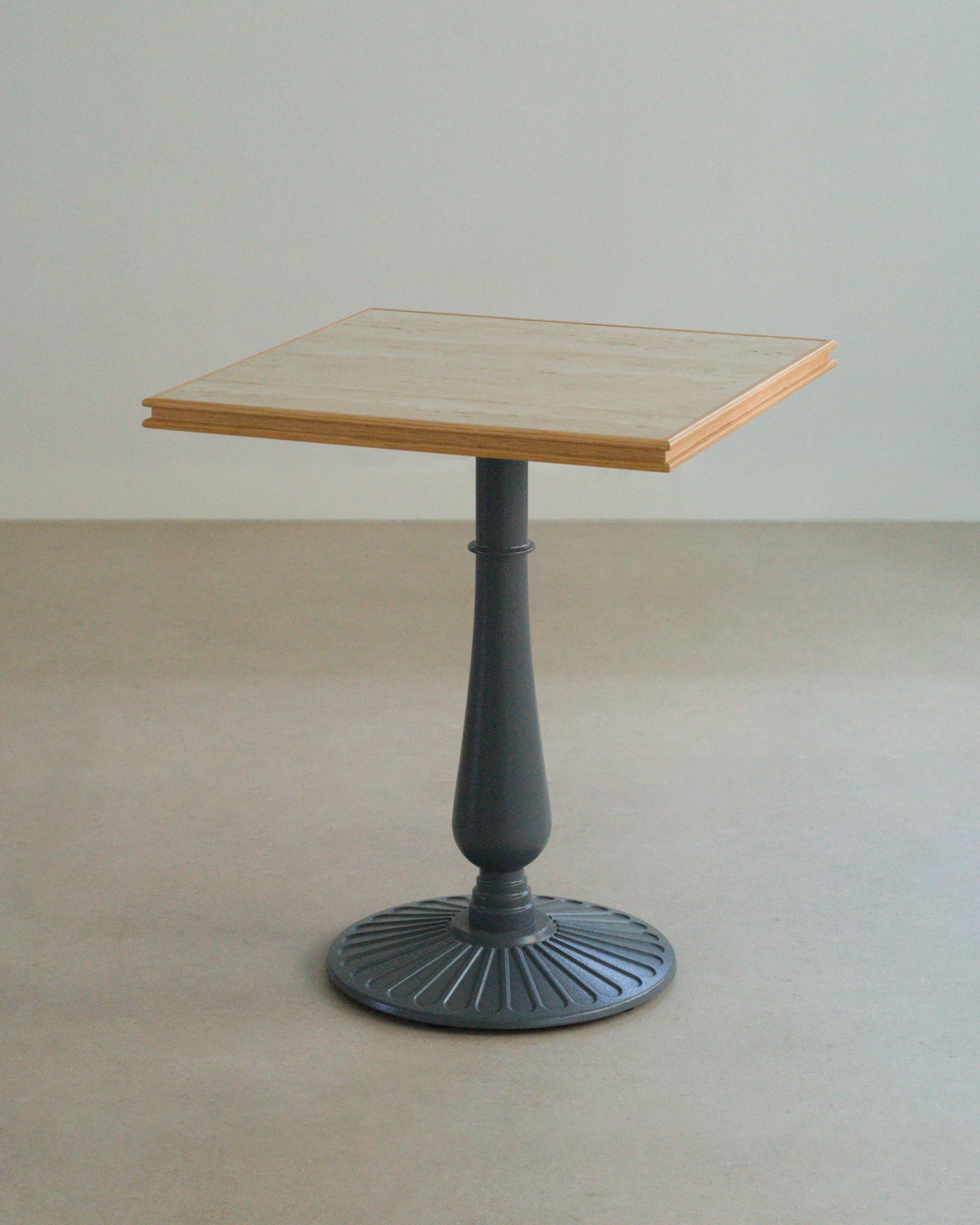 Travertine wood edge cafe table (used)