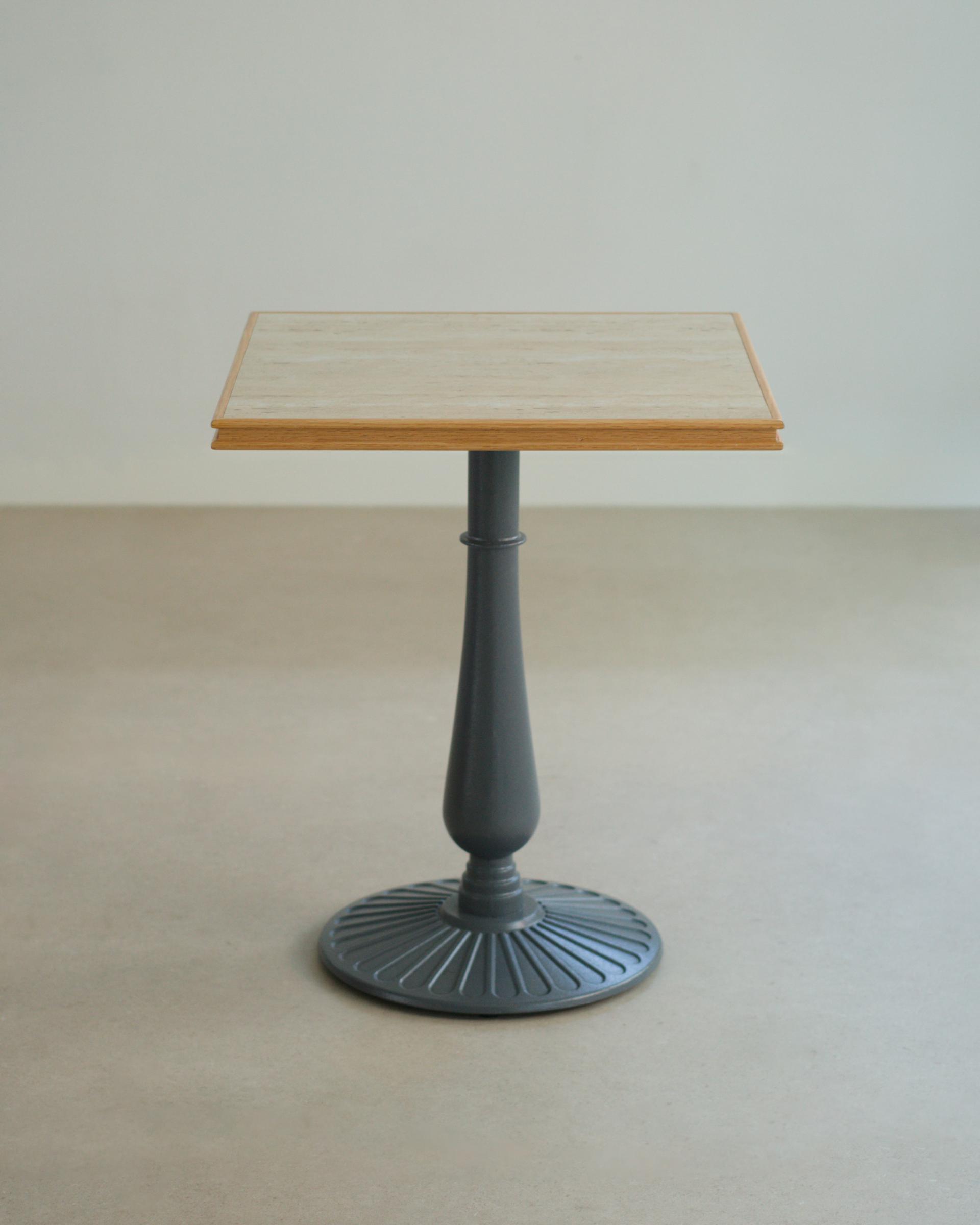 Travertine wood edge cafe table (used)